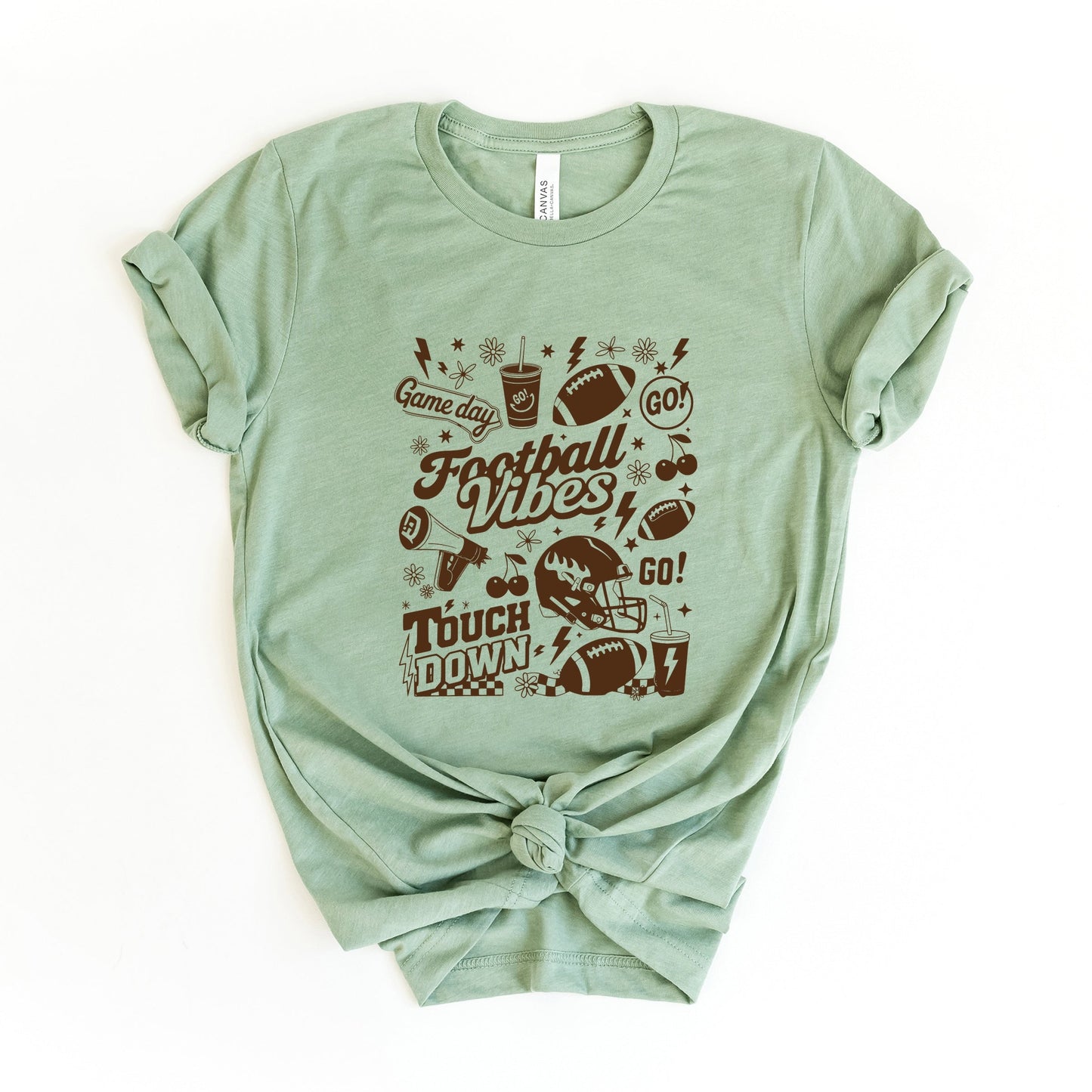 Football Vibes Touchdown Collage - Womens Short Sleeve Tee