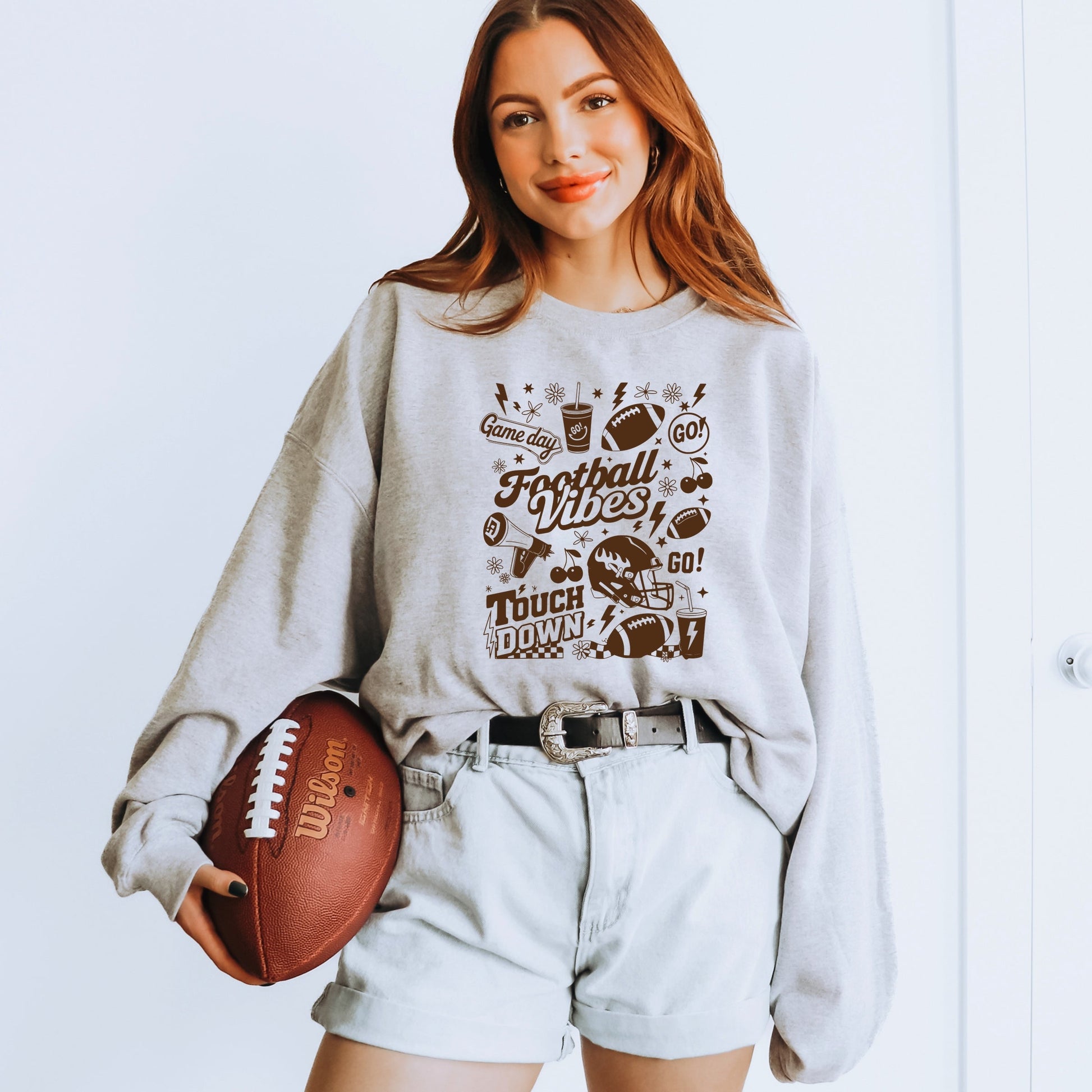 Football Vibes Touchdown Collage -  Womens Sweatshirt