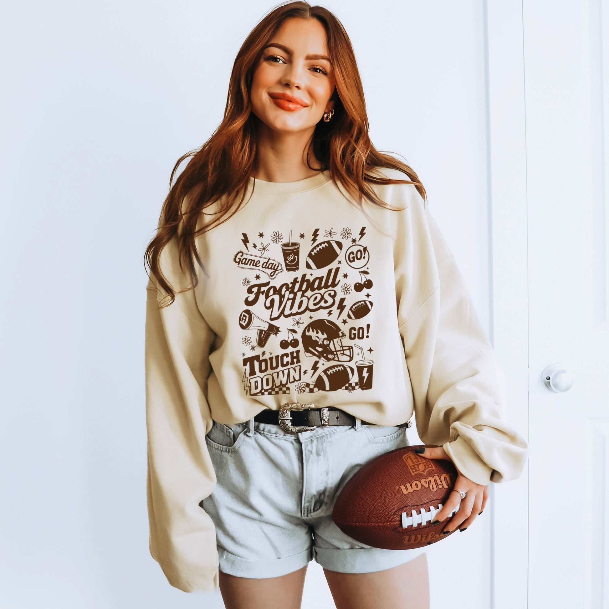 Football Vibes Touchdown Collage -  Womens Sweatshirt