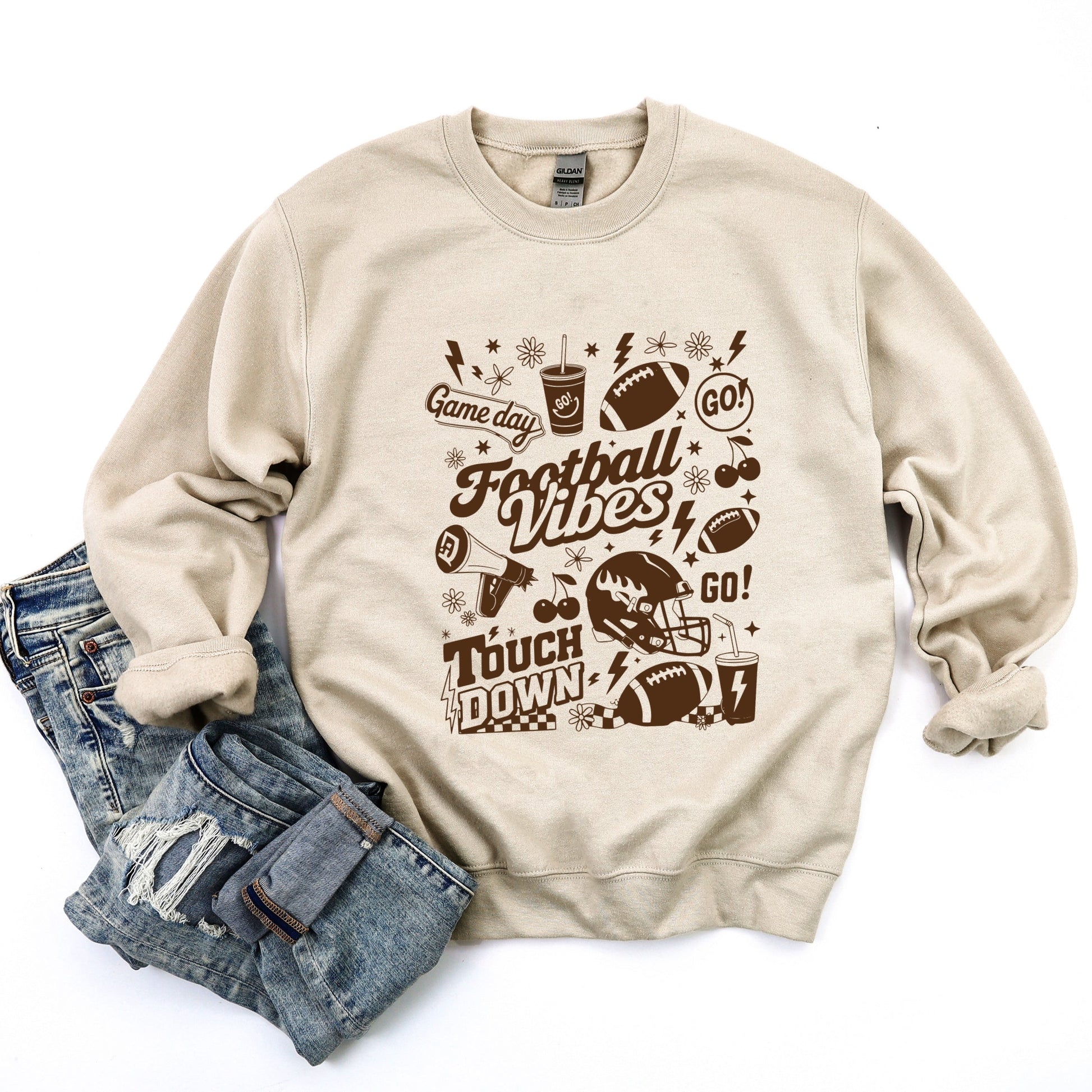 Football Vibes Touchdown Collage -  Womens Sweatshirt