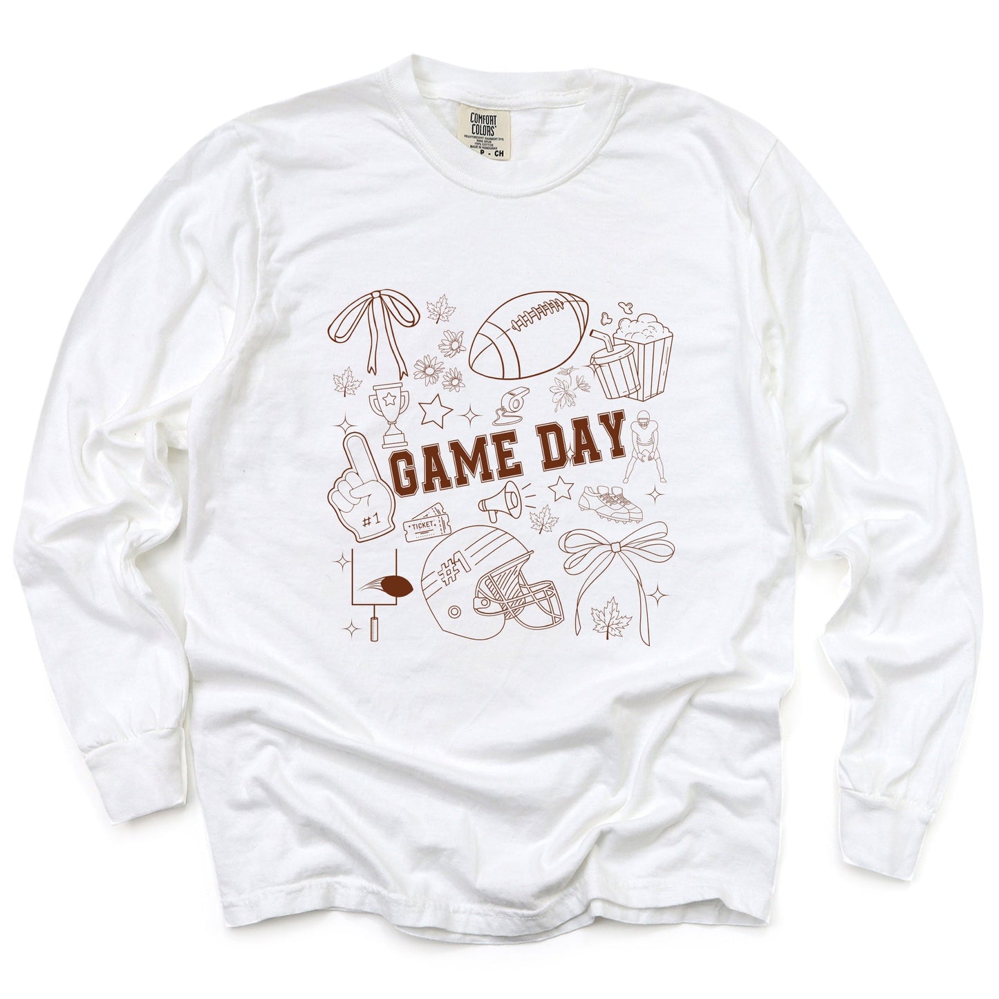 Football Game Day Collage - Womens Garment Dyed Long Sleeve