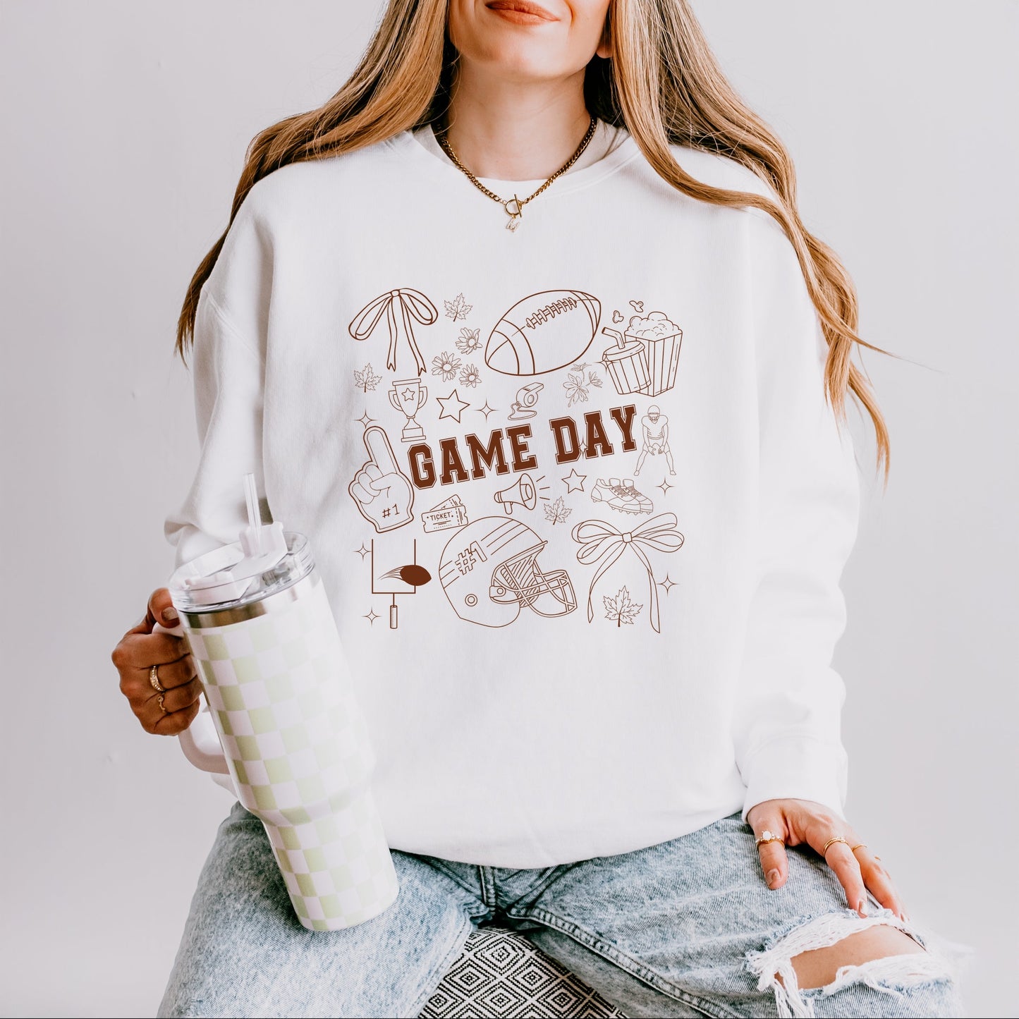 Football Game Day Collage - Womens Lightweight Garment Dyed Sweatshirt