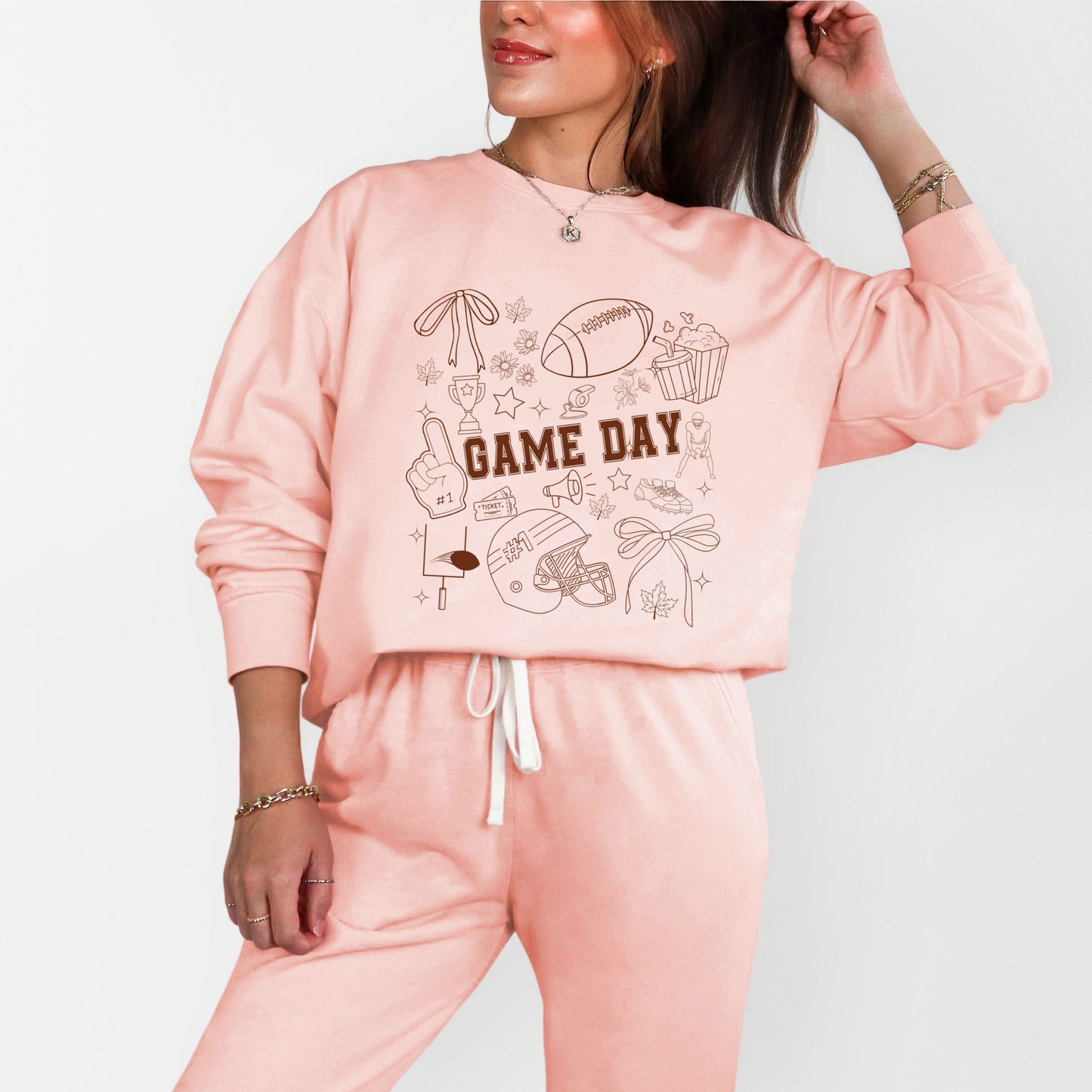 Football Game Day Collage - Womens Lightweight Garment Dyed Sweatshirt