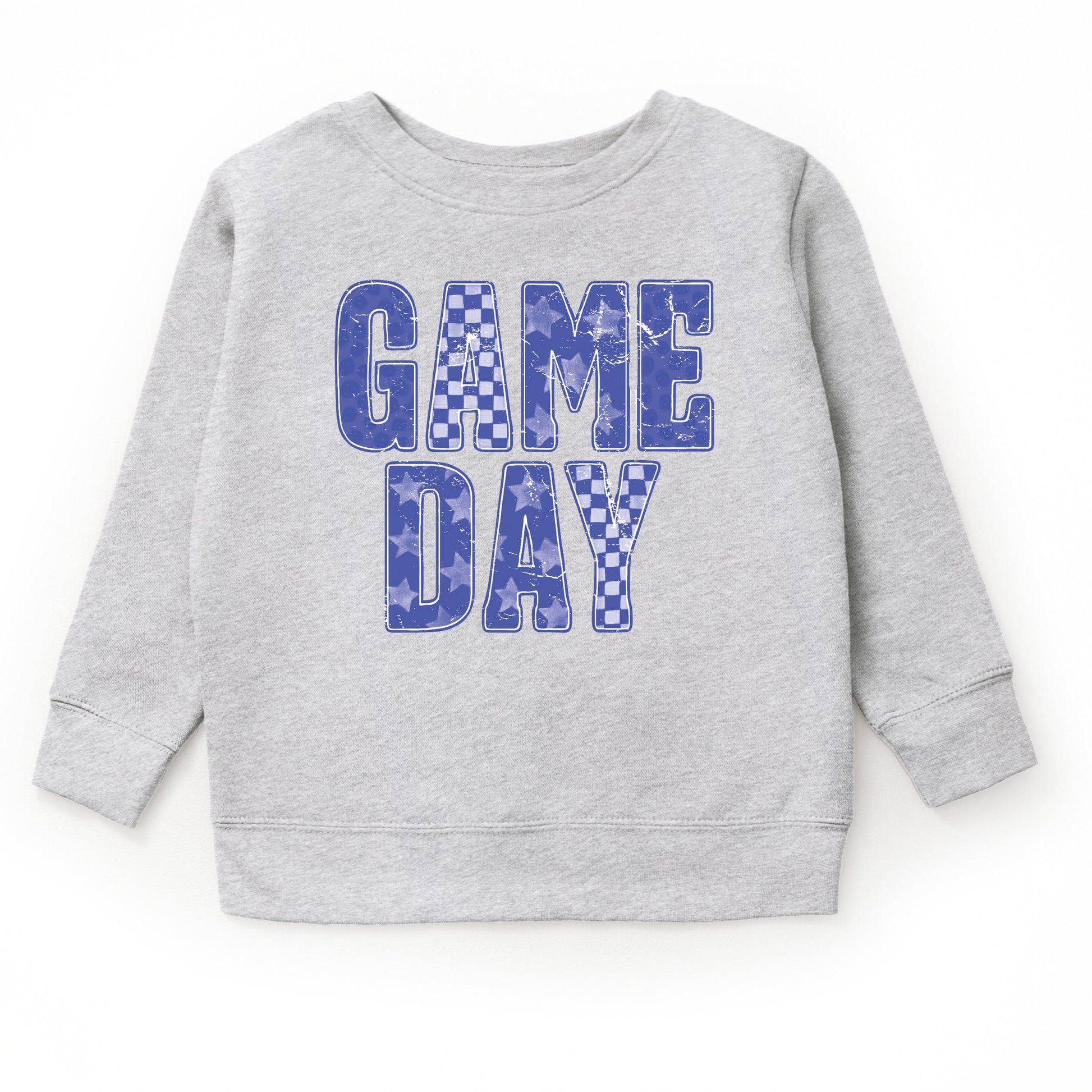 Game Day Blue Checkered - Kids Toddler Graphic Sweatshirt and Kids Youth Graphic Sweatshirt