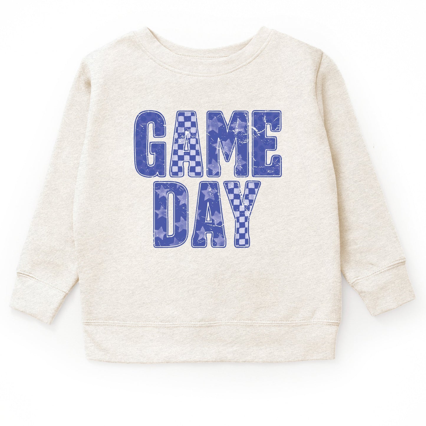 Game Day Blue Checkered - Kids Toddler Graphic Sweatshirt and Kids Youth Graphic Sweatshirt