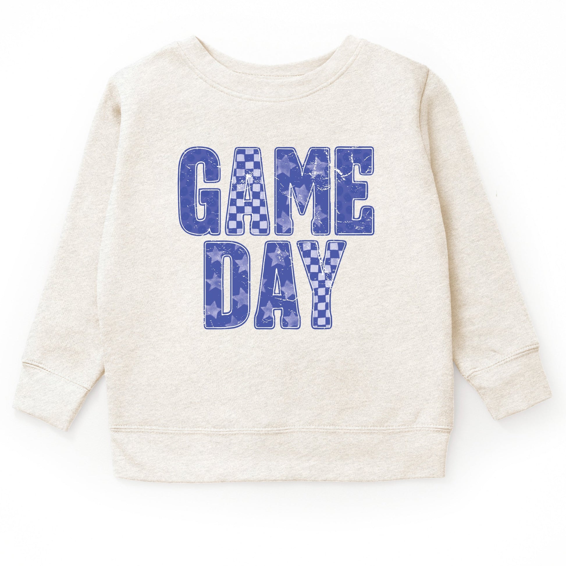Game Day Blue Checkered - Kids Toddler Graphic Sweatshirt and Kids Youth Graphic Sweatshirt