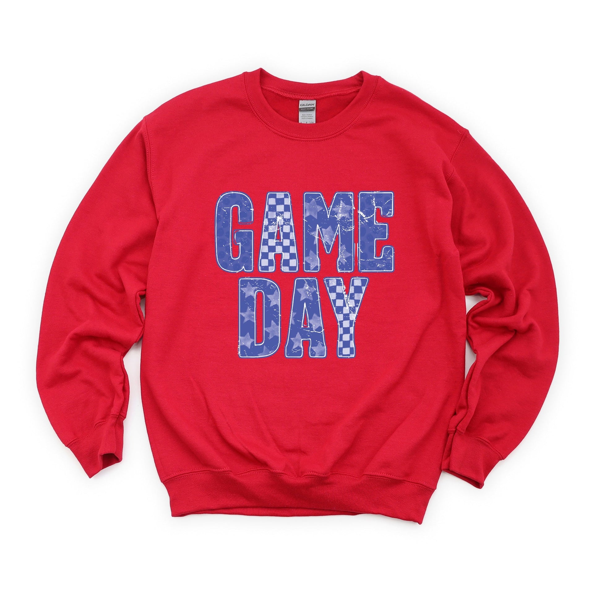 Game Day Blue Checkered -  Womens Sweatshirt
