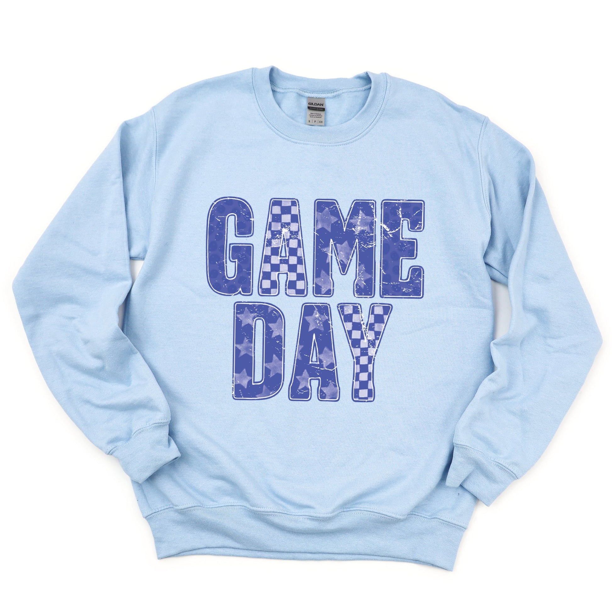 Game Day Blue Checkered -  Womens Sweatshirt