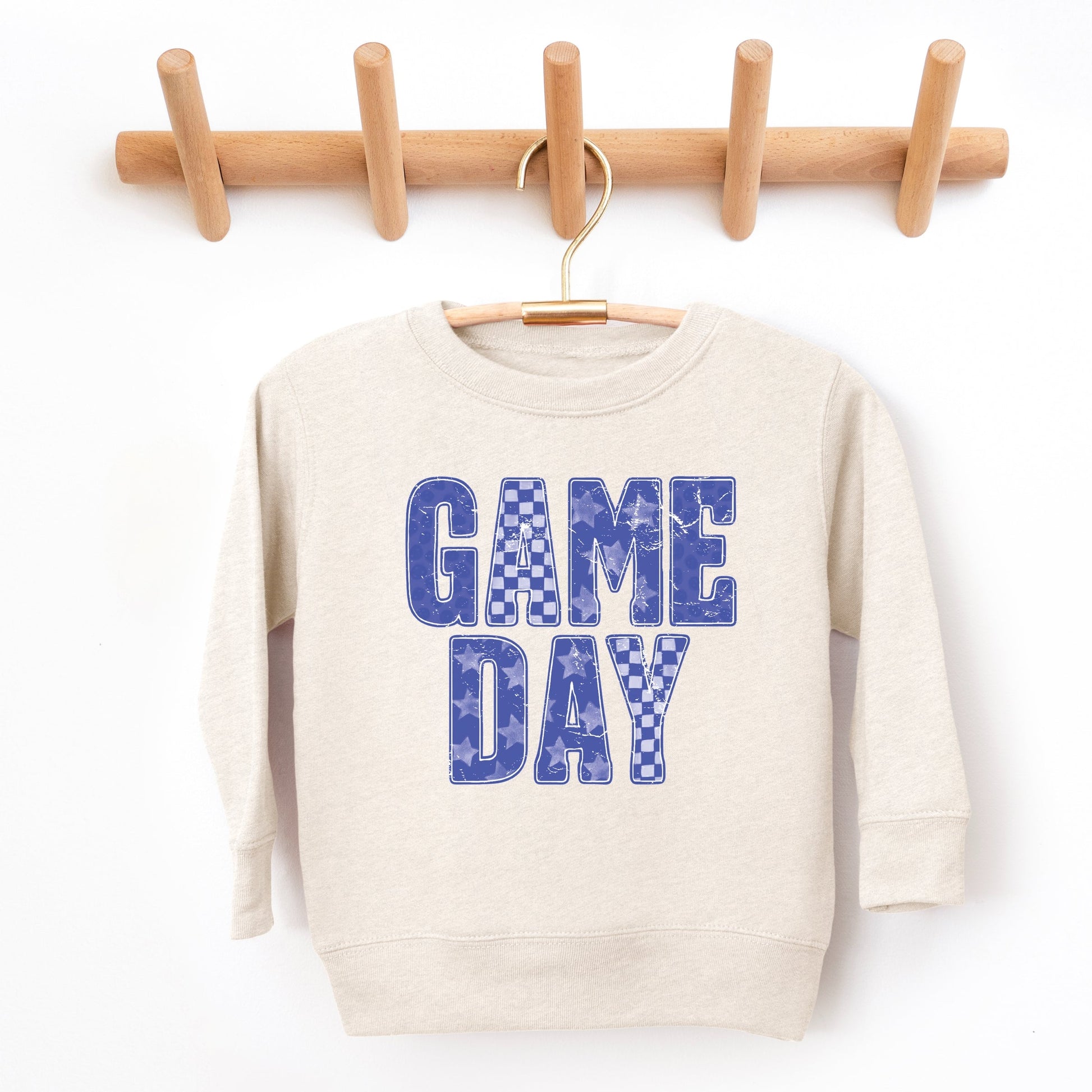 Game Day Blue Checkered - Kids Toddler Graphic Sweatshirt and Kids Youth Graphic Sweatshirt