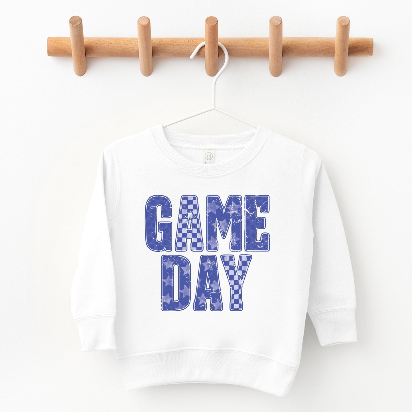 Game Day Blue Checkered - Kids Toddler Graphic Sweatshirt and Kids Youth Graphic Sweatshirt