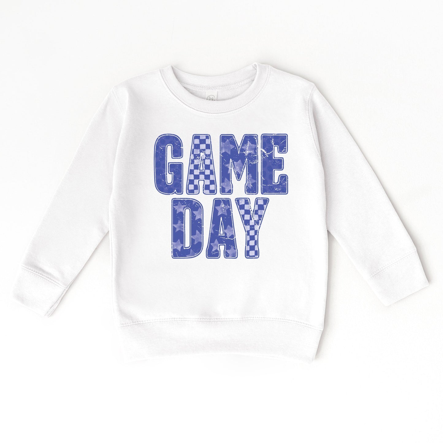 Game Day Blue Checkered - Kids Toddler Graphic Sweatshirt and Kids Youth Graphic Sweatshirt
