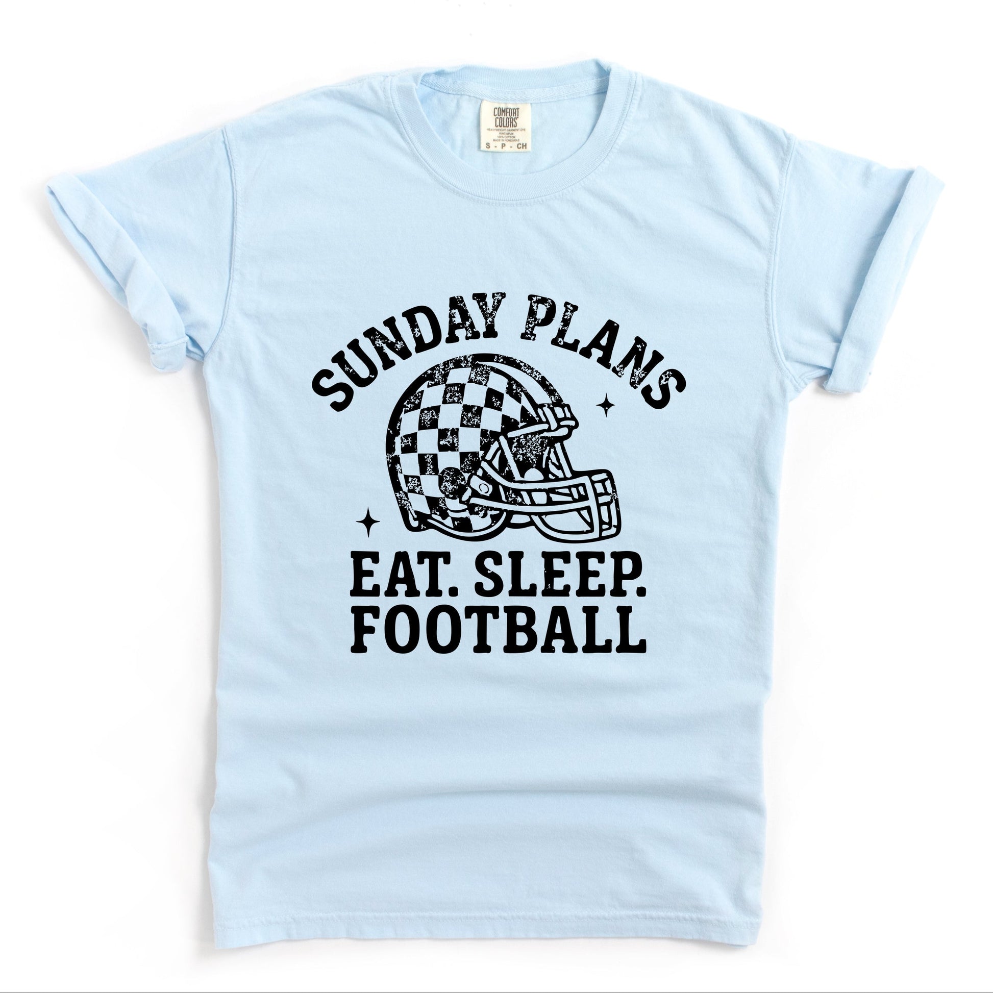 Sunday Plans: Eat. Sleep. Football - Women's Garment Dyed Graphic T-Shirt