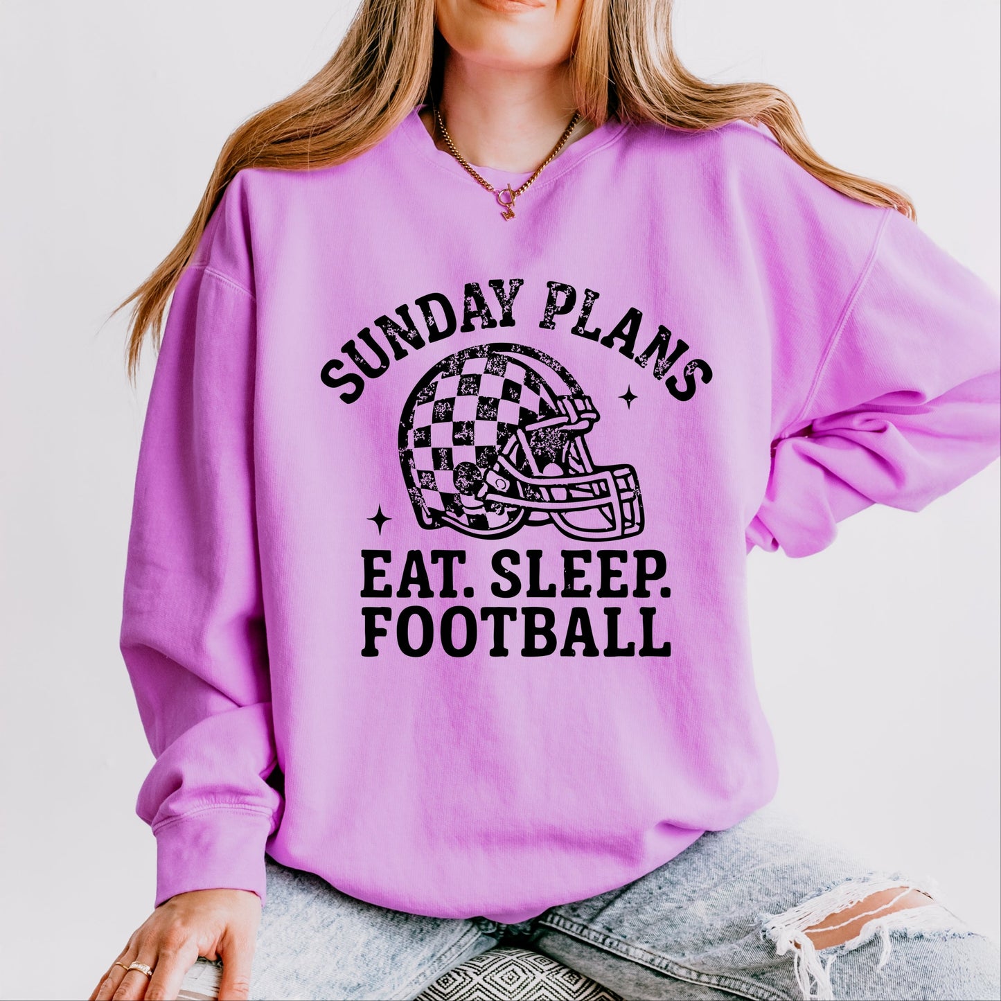 Sunday Plans: Eat. Sleep. Football - Women's Lightweight Garment Dyed Sweatshirt