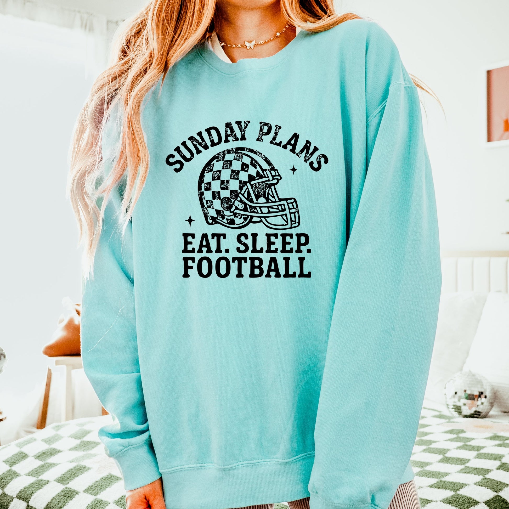 Sunday Plans: Eat. Sleep. Football - Women's Lightweight Garment Dyed Sweatshirt