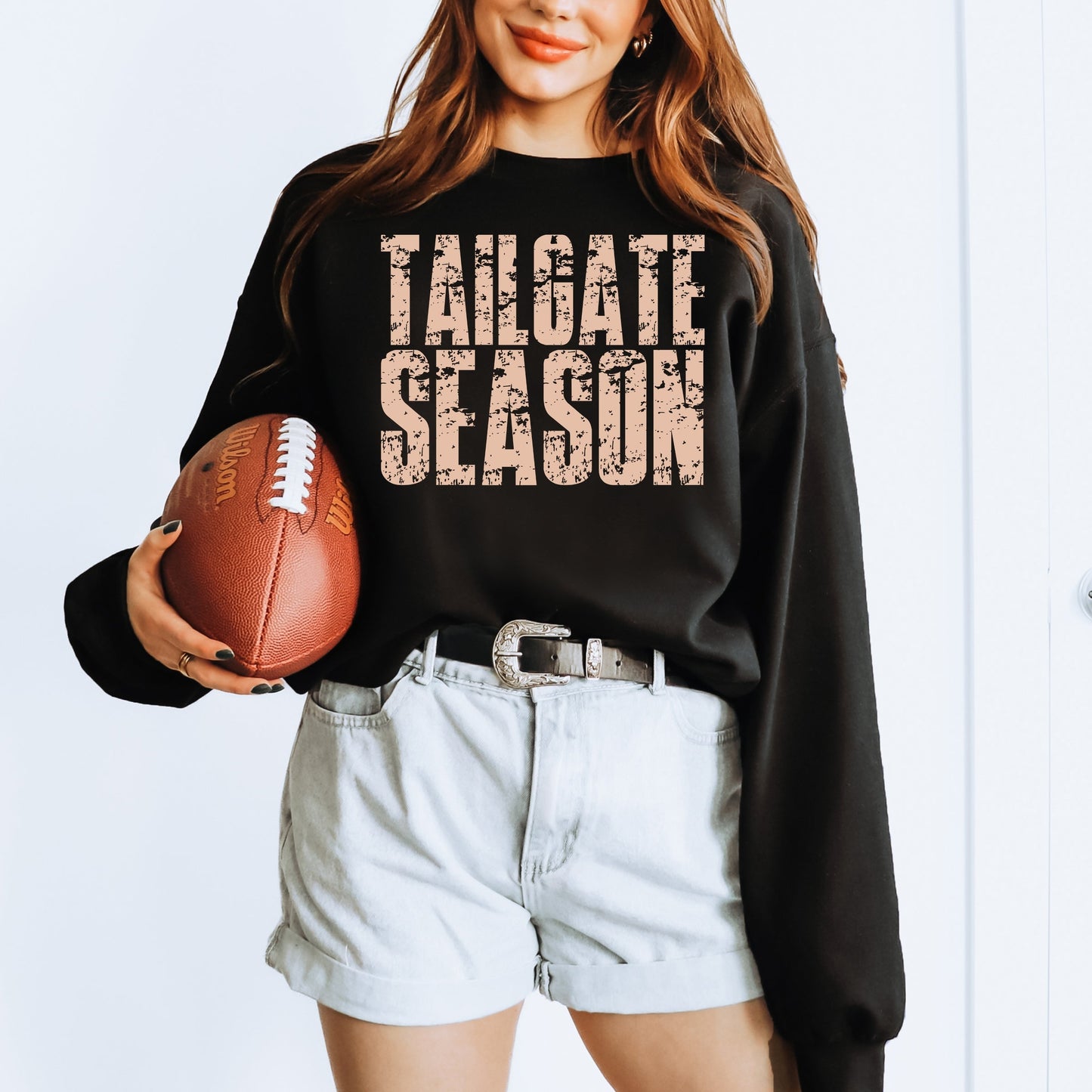 Tailgate Season Block Distressed - Women's Graphic Sweatshirt