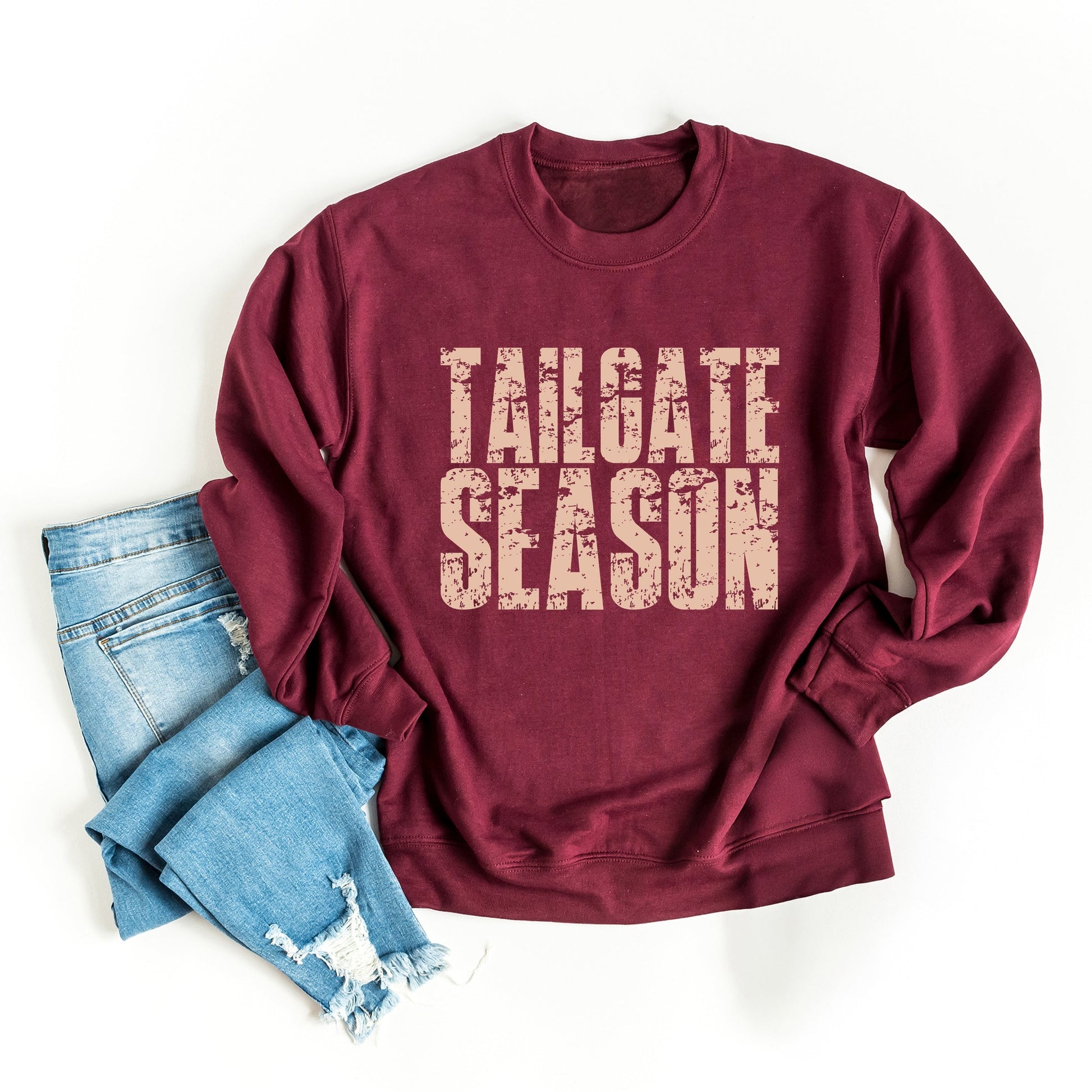 Tailgate Season Block Distressed - Women's Graphic Sweatshirt