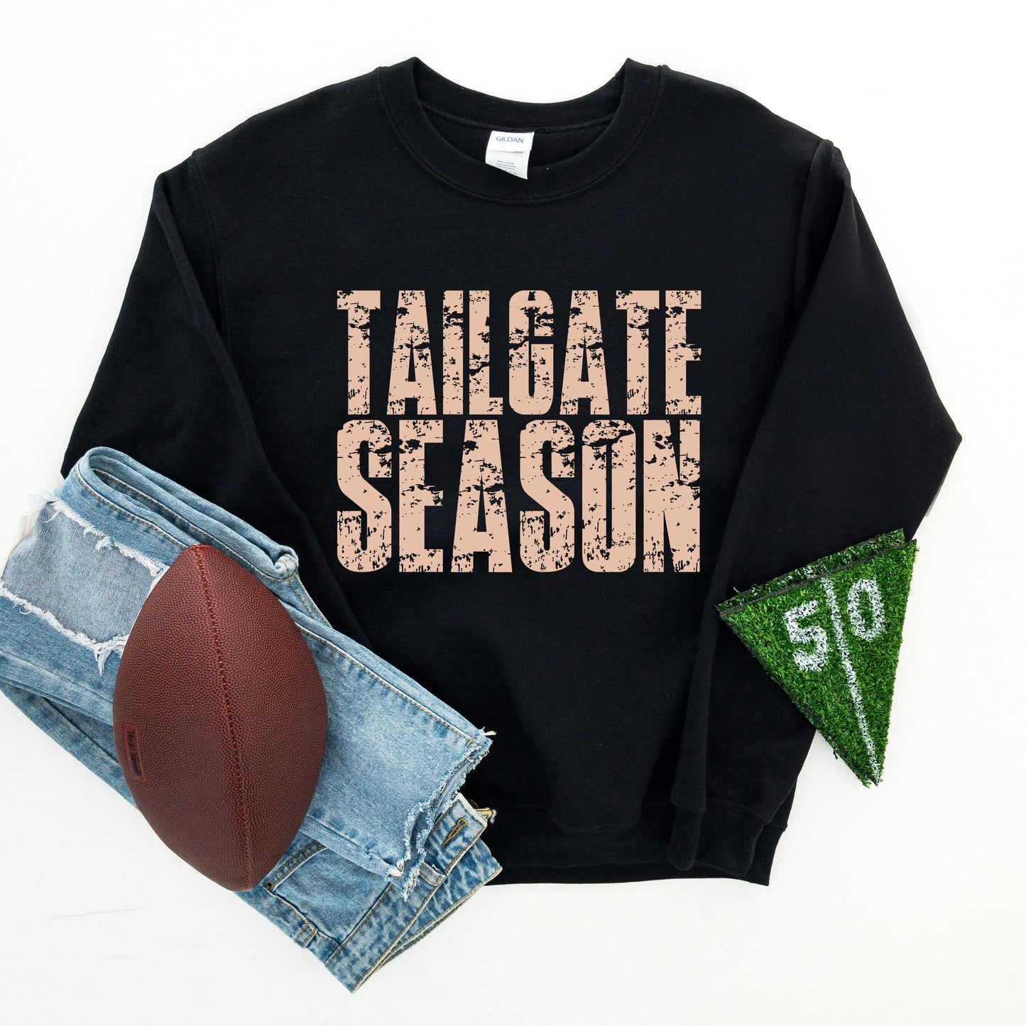 Tailgate Season Block Distressed - Women's Graphic Sweatshirt