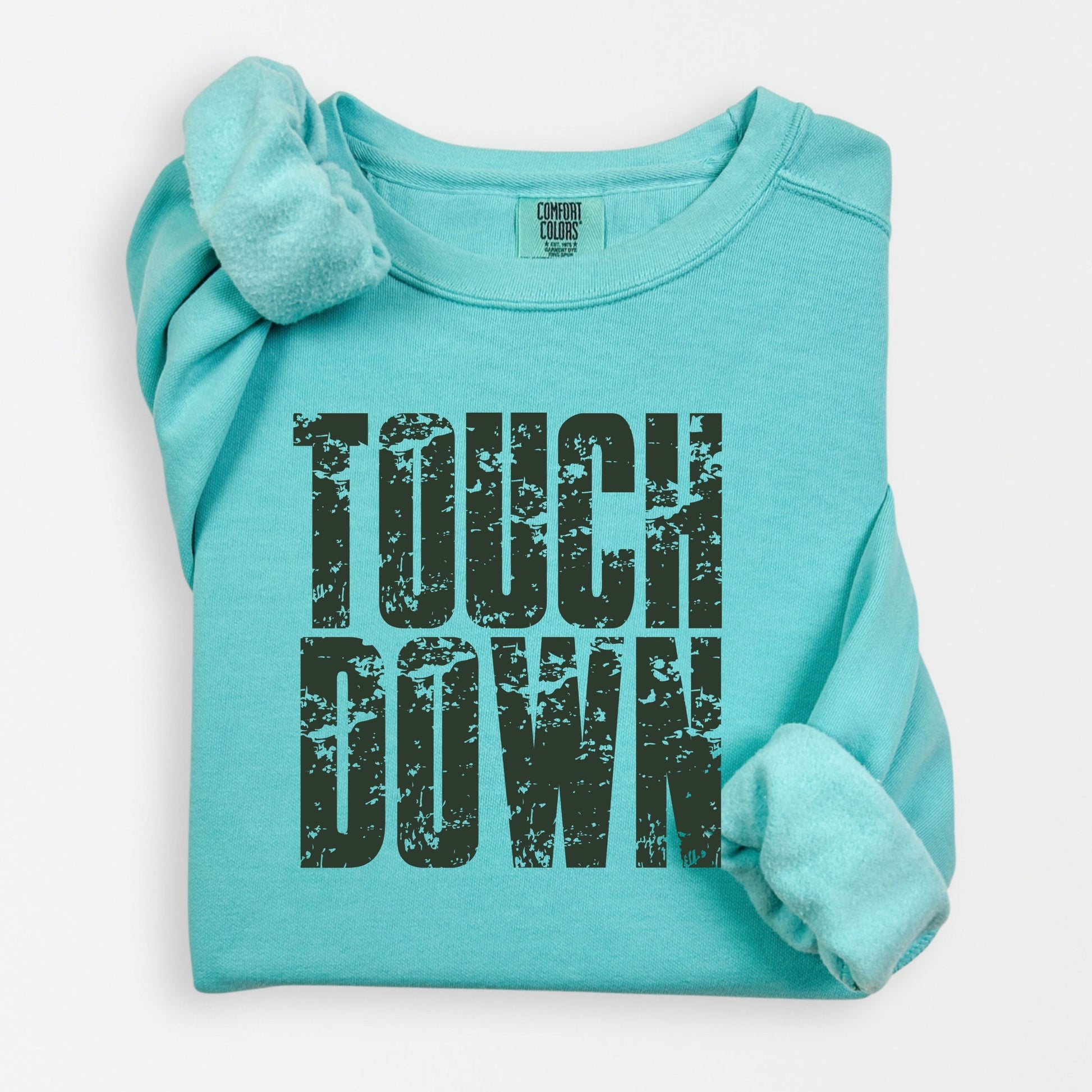 Touch Down Block Distressed - Women's Lightweight Garment Dyed Sweatshirt