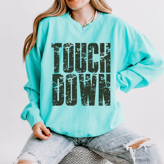 Touch Down Block Distressed - Women's Lightweight Garment Dyed Sweatshirt