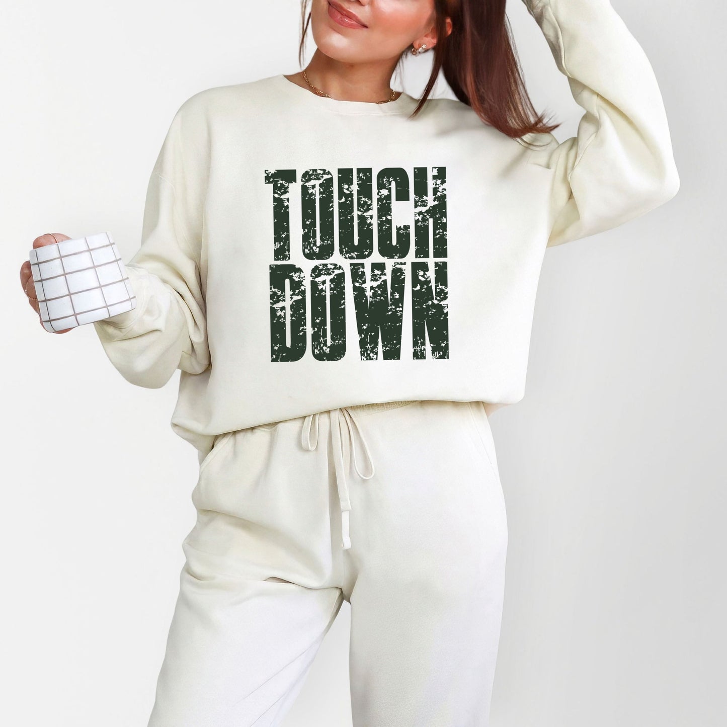Touch Down Block Distressed - Women's Lightweight Garment Dyed Sweatshirt