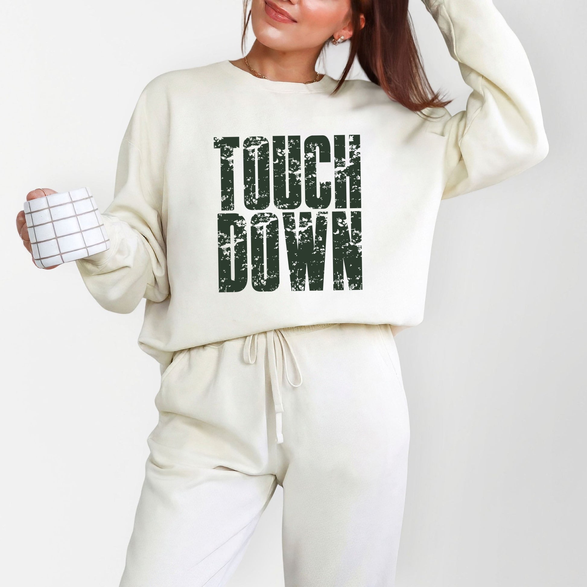 Touch Down Block Distressed - Women's Lightweight Garment Dyed Sweatshirt