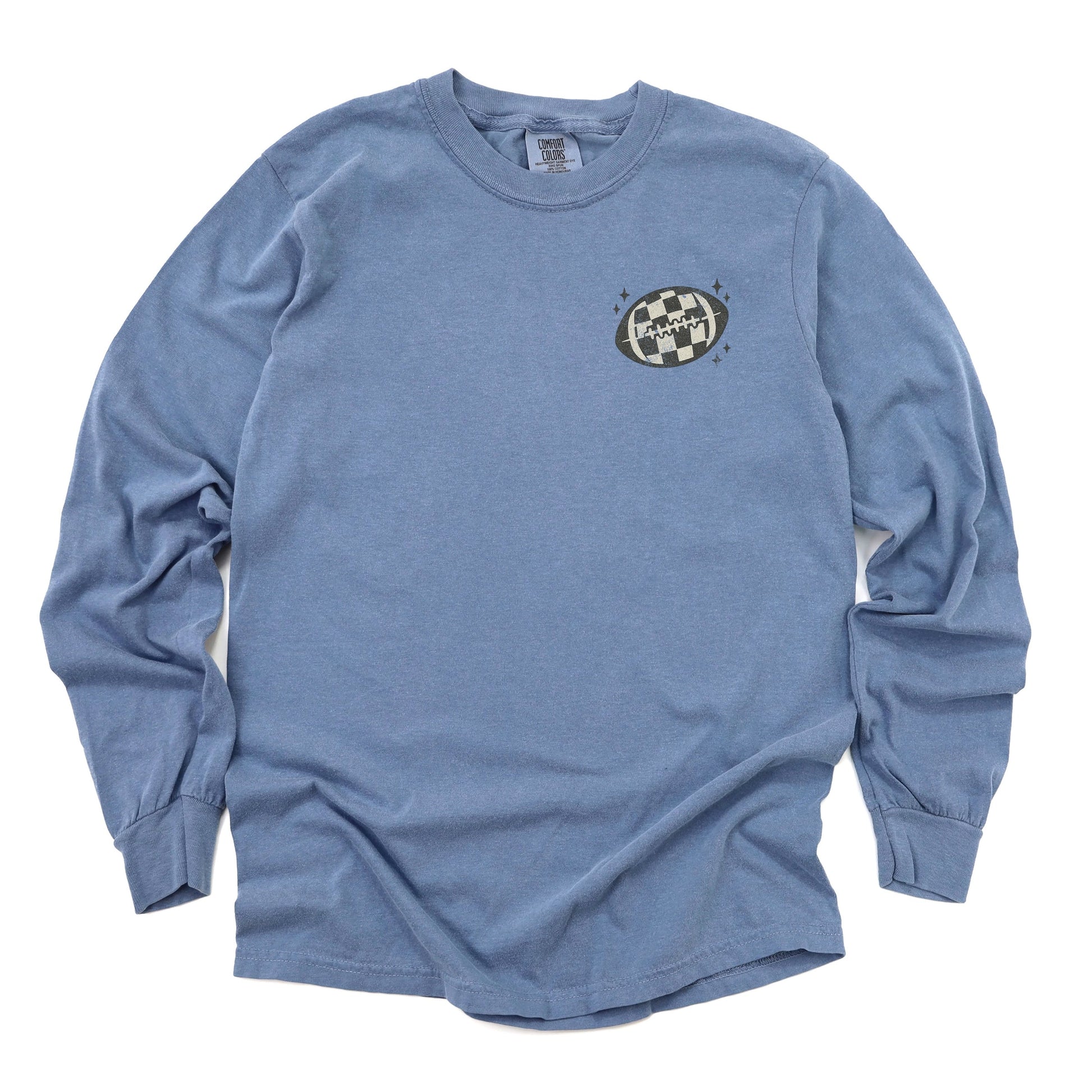 Football Sparkles Distressed - Women's Garment Dyed Long Sleeve Graphic T-Shirt