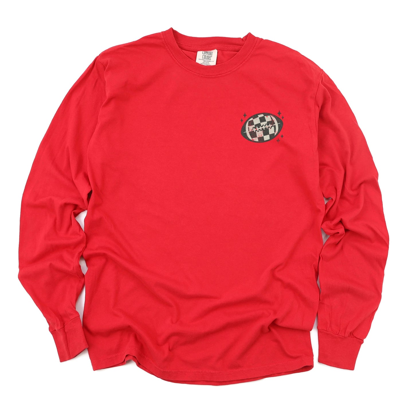 Football Sparkles Distressed - Women's Garment Dyed Long Sleeve Graphic T-Shirt