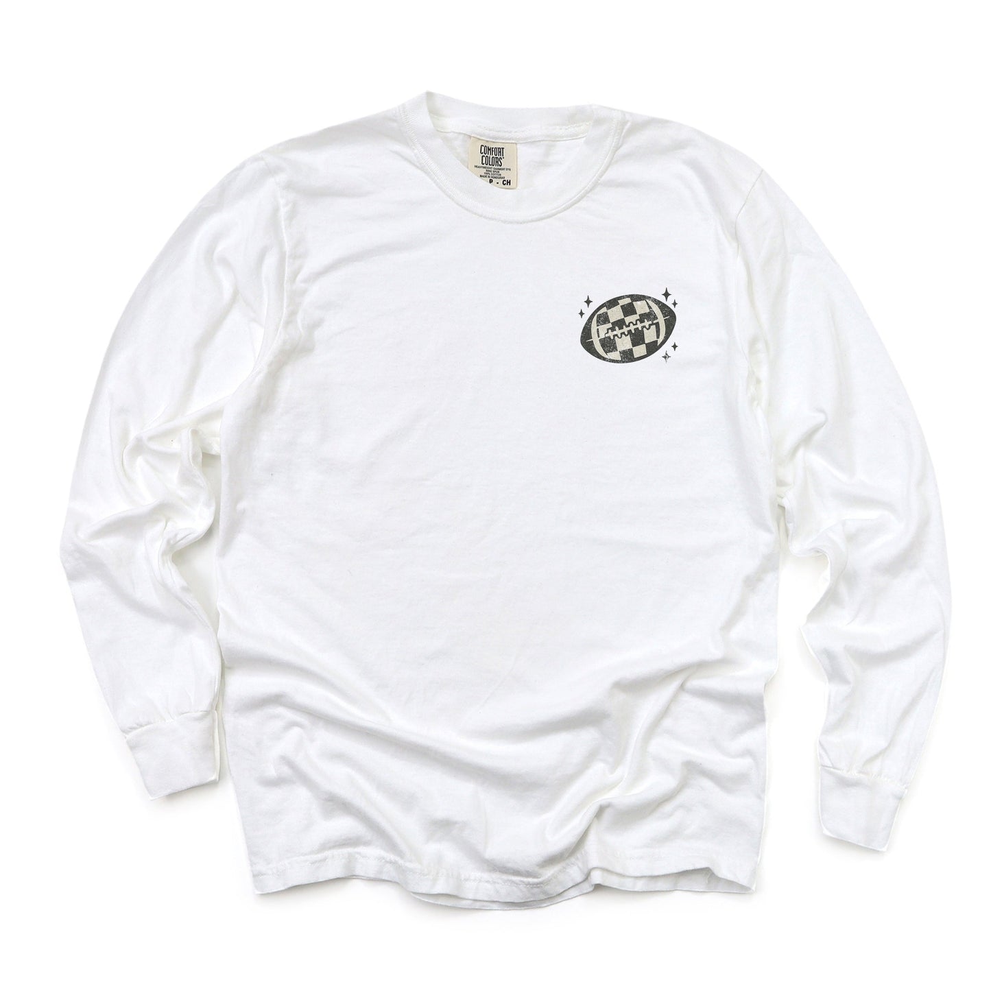 Football Sparkles Distressed - Women's Garment Dyed Long Sleeve Graphic T-Shirt