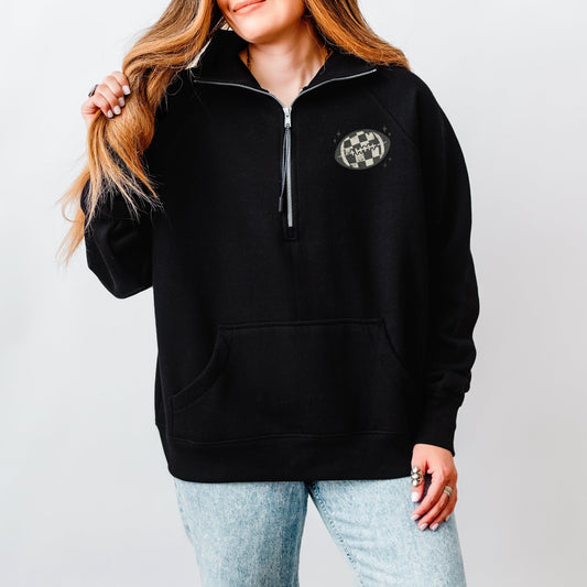 Football Sparkles Distressed - Women's Quarter Zip Fleece Graphic Sweatshirt