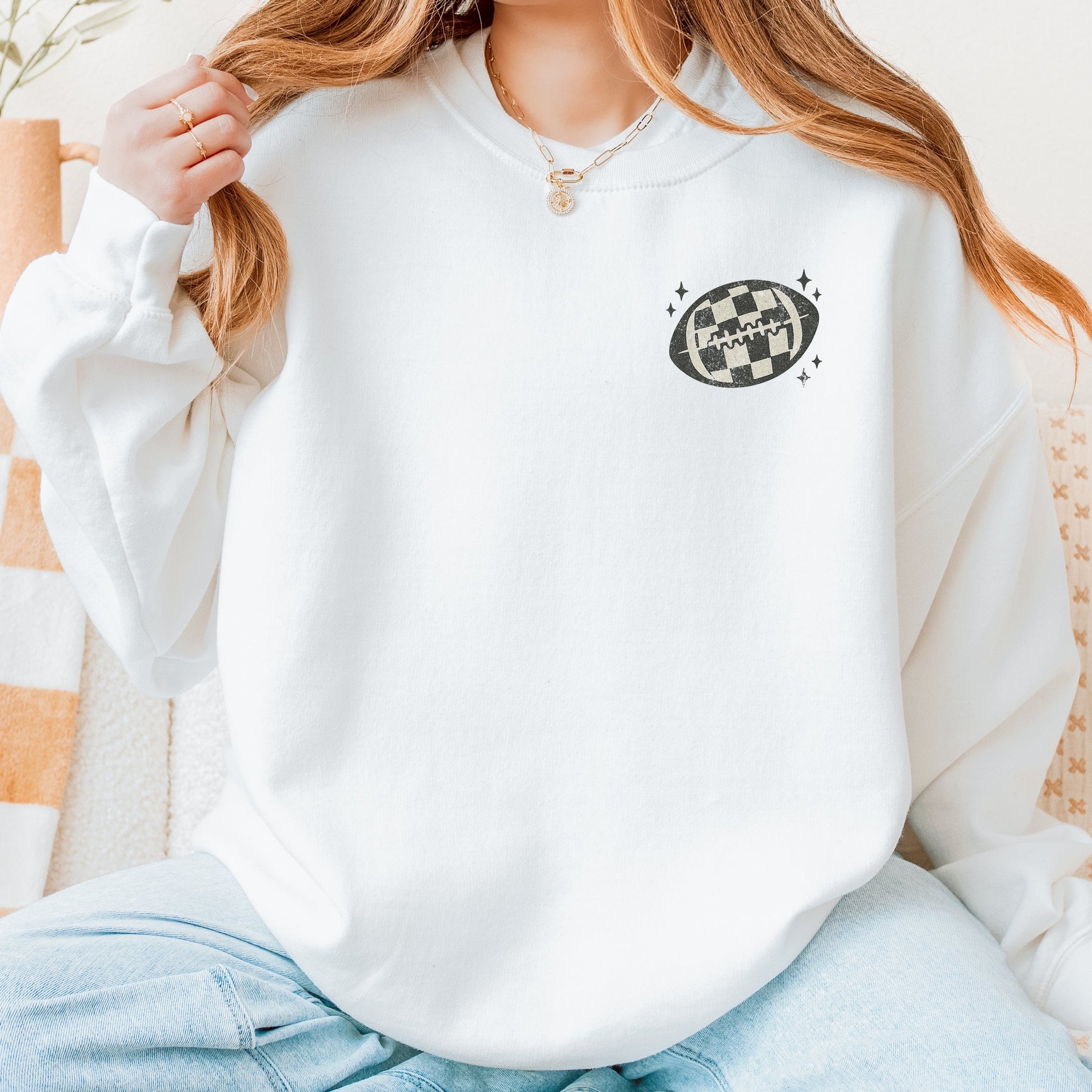 Football Sparkles Distressed - Women's Graphic Sweatshirt