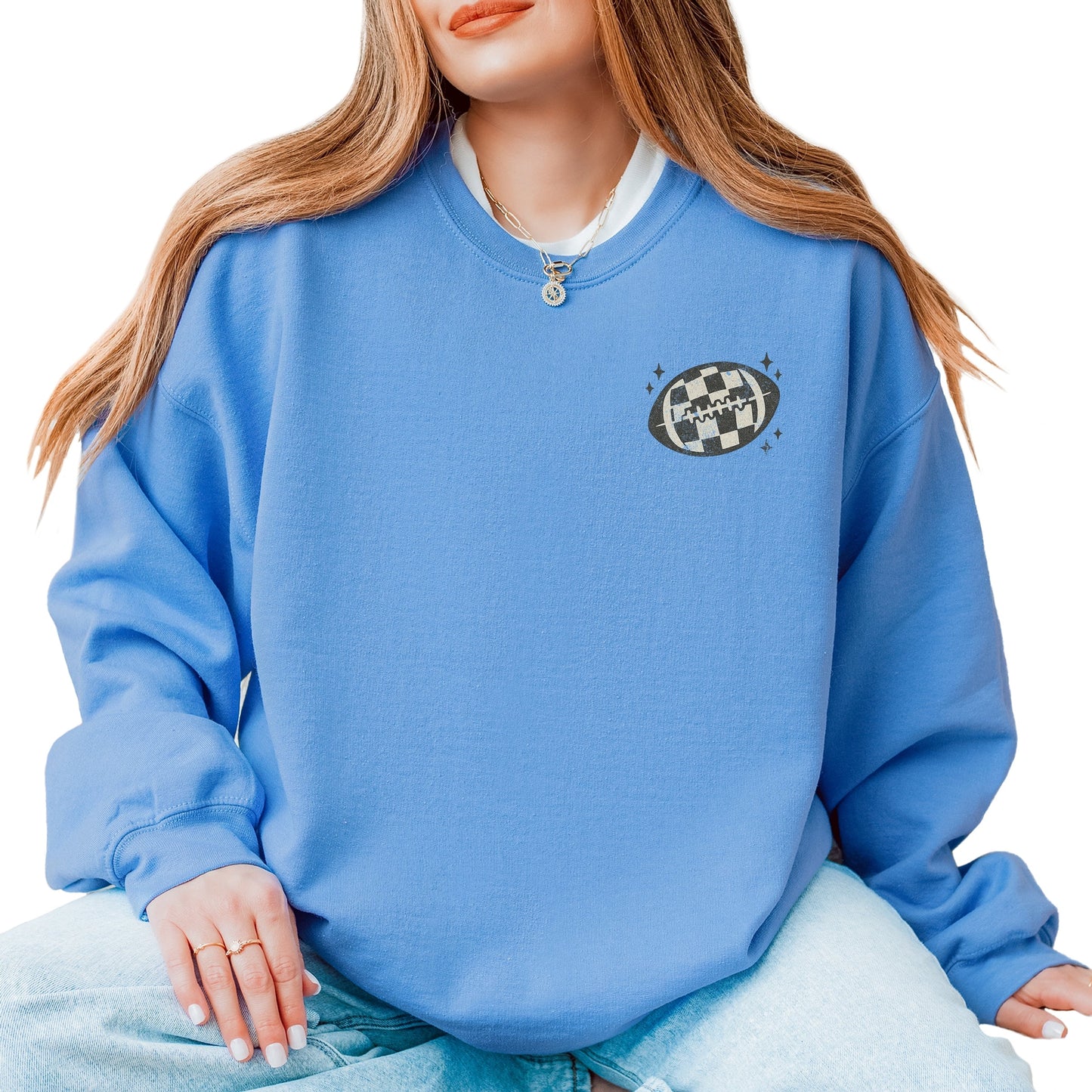 Football Sparkles Distressed - Women's Graphic Sweatshirt