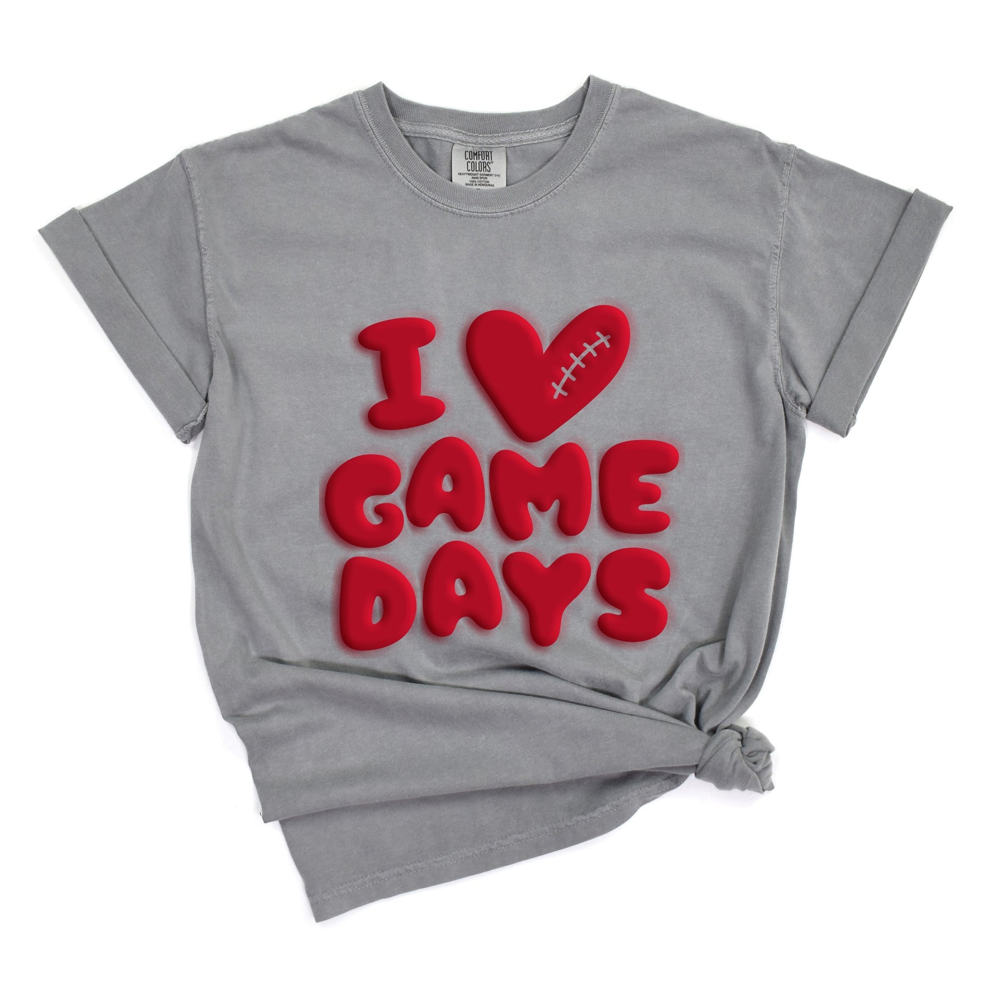 I Love Game Days Puff Print - Women's Garment Dyed Graphic T-Shirt