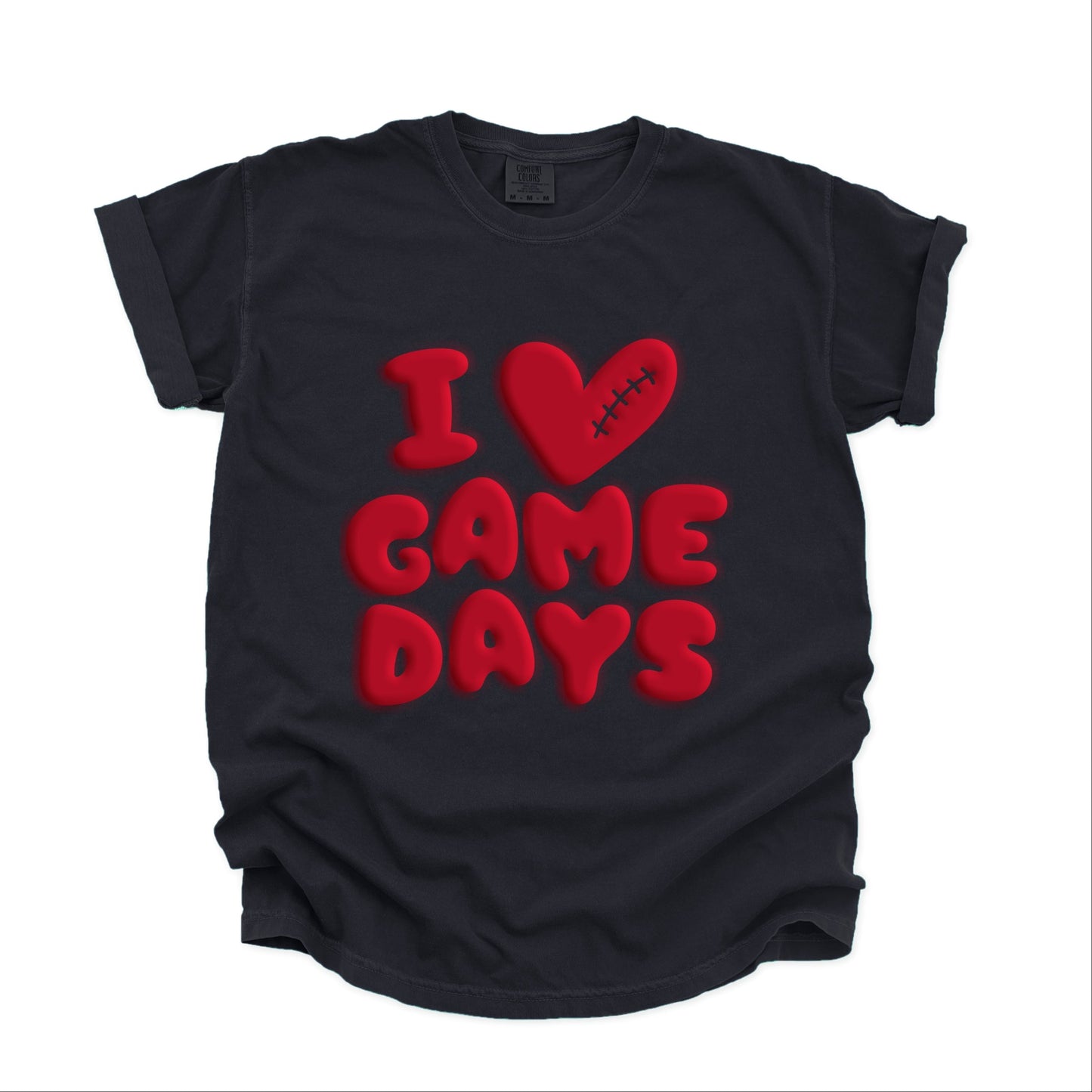 I Love Game Days Puff Print - Women's Garment Dyed Graphic T-Shirt