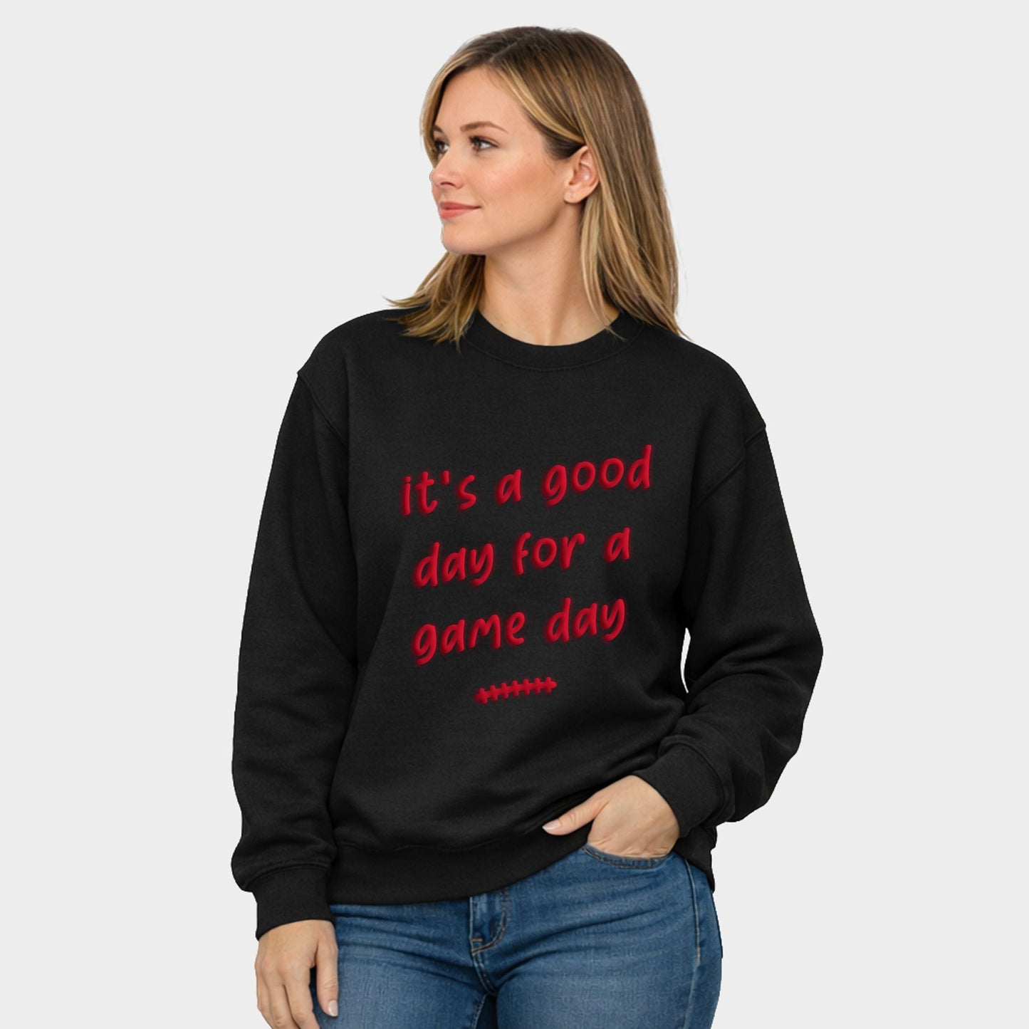 It's A Good Day For A Game Day Puff Print - Women's Graphic Sweatshirt