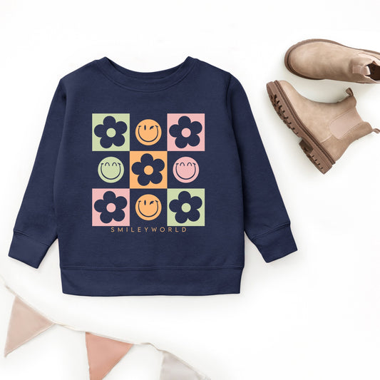 SmileyWorld Checkered Floral Smile - Youth Graphic Sweatshirt
