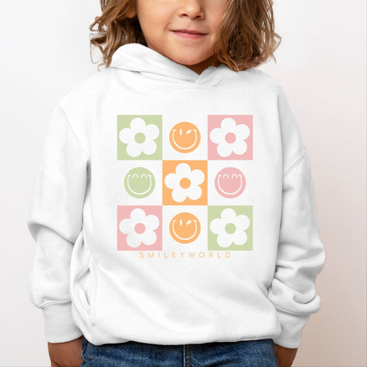 SmileyWorld Checkered Floral Smile - Toddler Hoodie