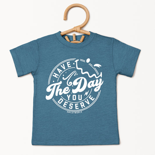 SmileyWorld Have The Day You Deserve Circle - Toddler Short Sleeve Graphic T-Shirt