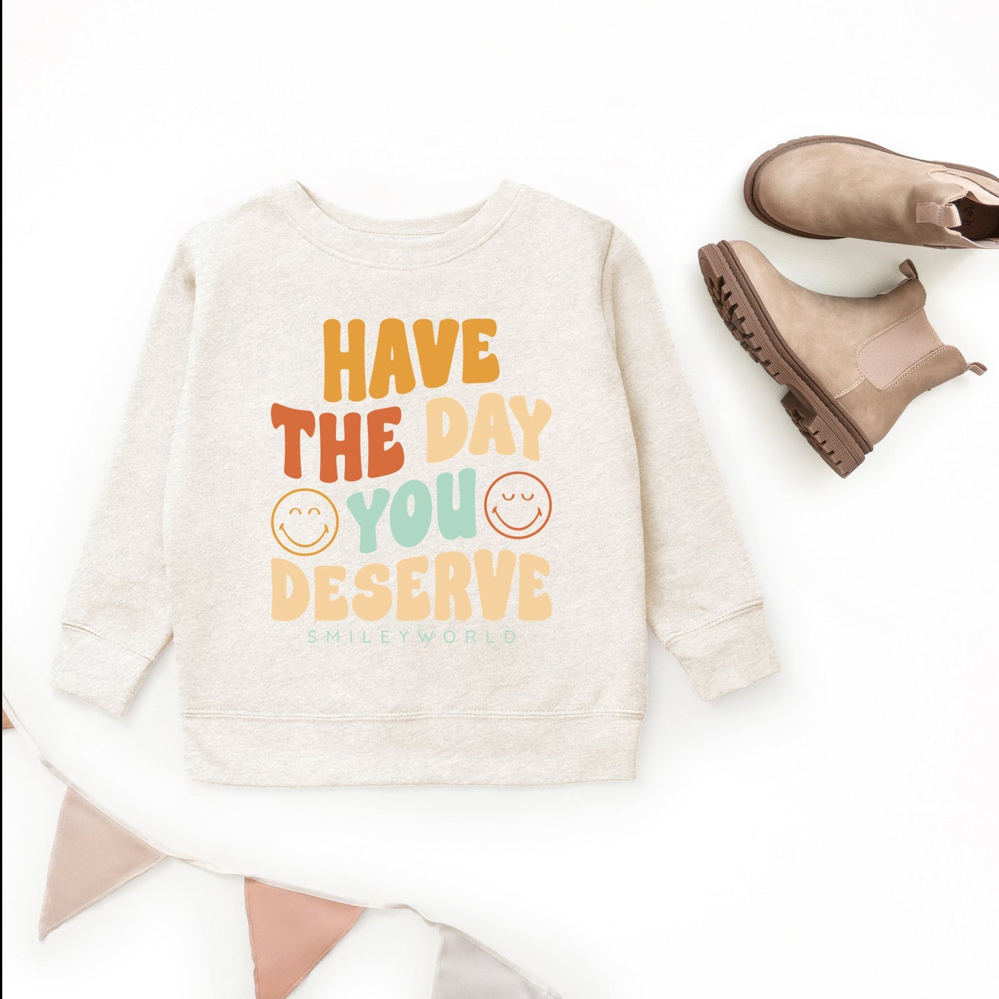 SmileyWorld Have The Day You Deserve Groovy - Youth Graphic Sweatshirt