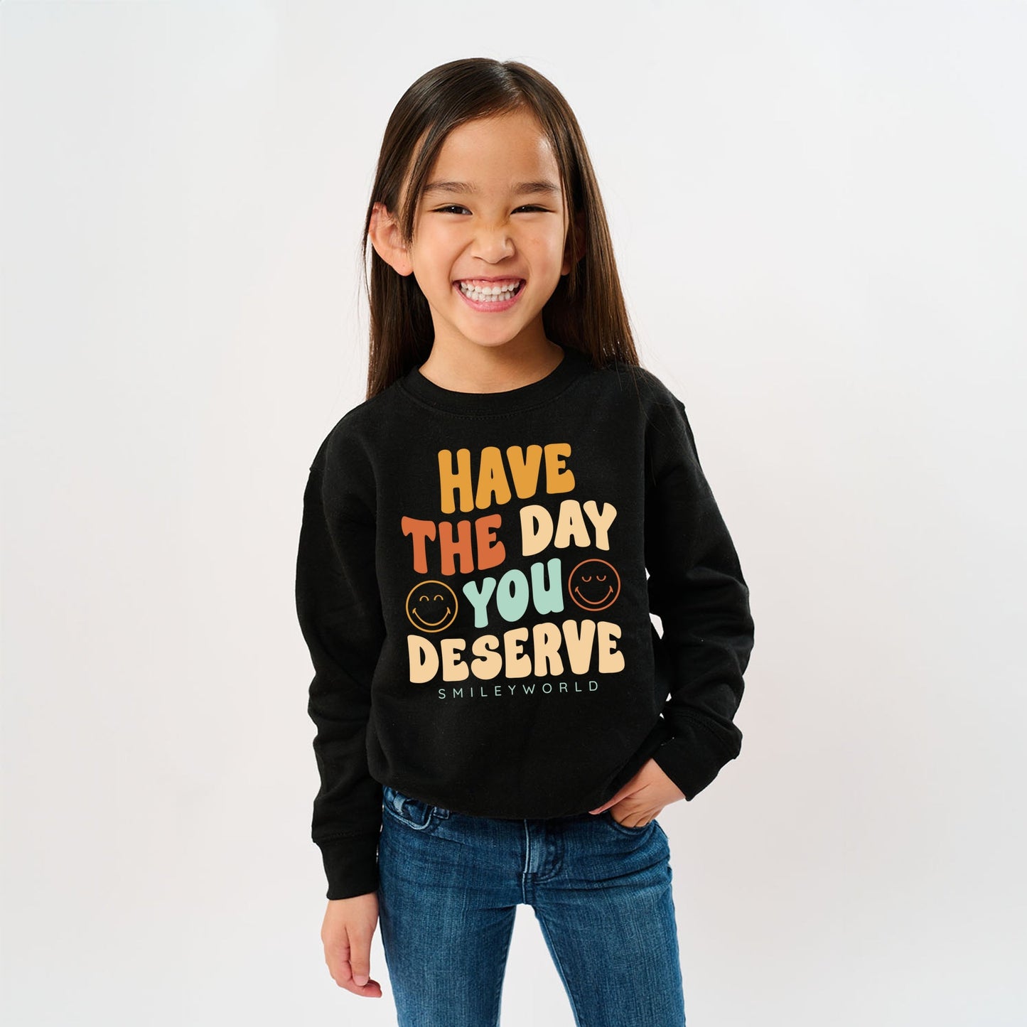 SmileyWorld Have The Day You Deserve Groovy - Youth Graphic Sweatshirt