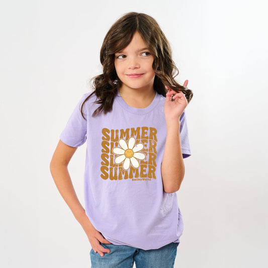 SmileyWorld Summer Wave Stacked - Youth Short Sleeve Graphic T-Shirt