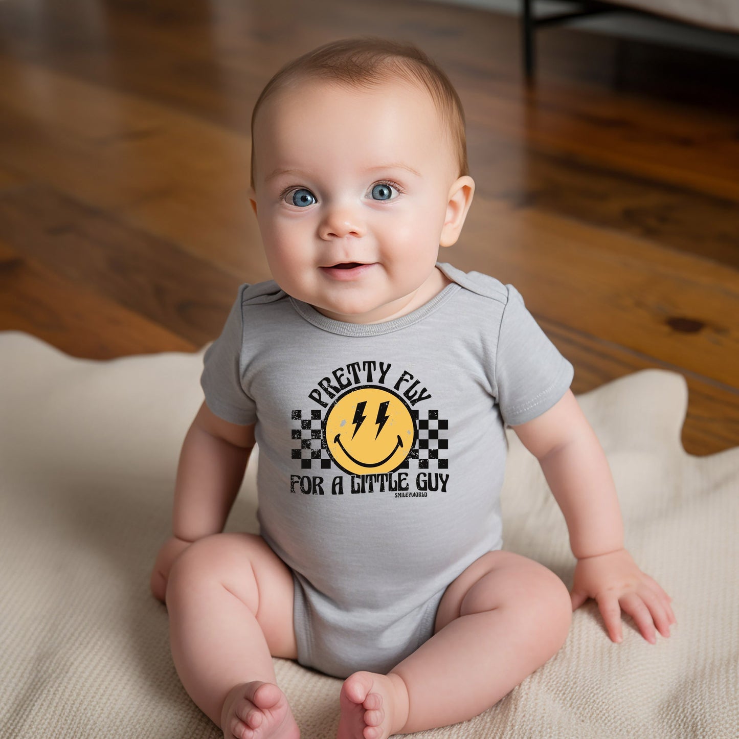 SmileyWorld Pretty Fly For A Little Guy - Baby Short Sleeve Graphic Bodysuit