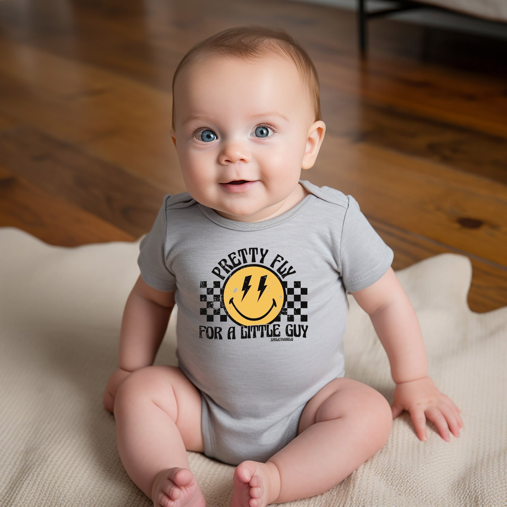 SmileyWorld Pretty Fly For A Little Guy - Baby Short Sleeve Graphic Bodysuit