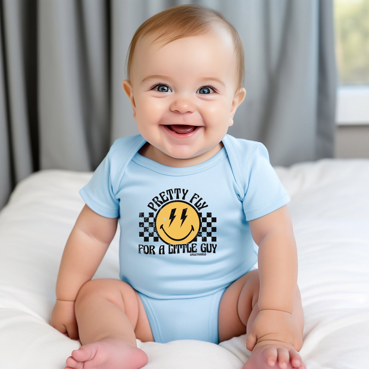 SmileyWorld Pretty Fly For A Little Guy - Baby Short Sleeve Graphic Bodysuit
