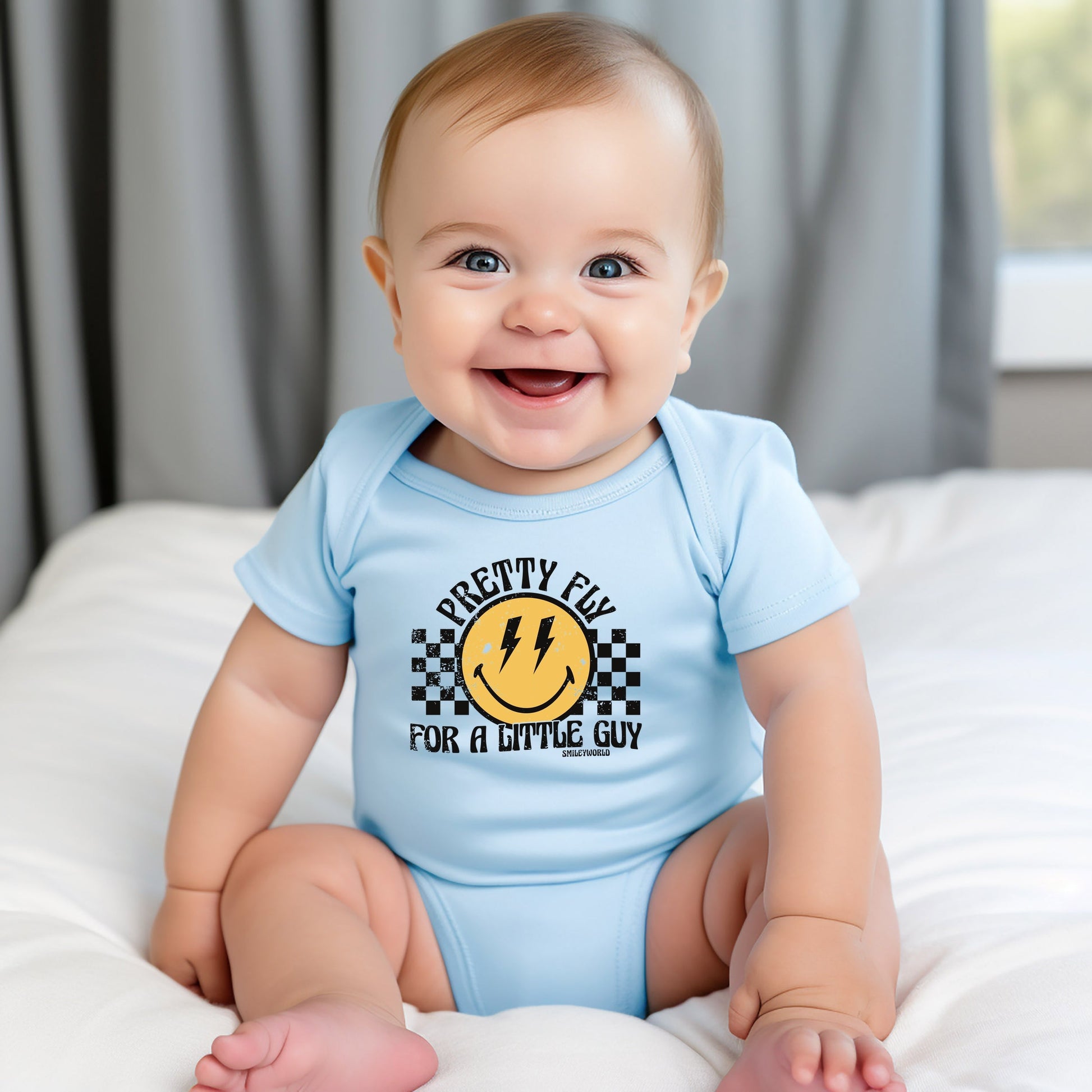 SmileyWorld Pretty Fly For A Little Guy - Baby Short Sleeve Graphic Bodysuit
