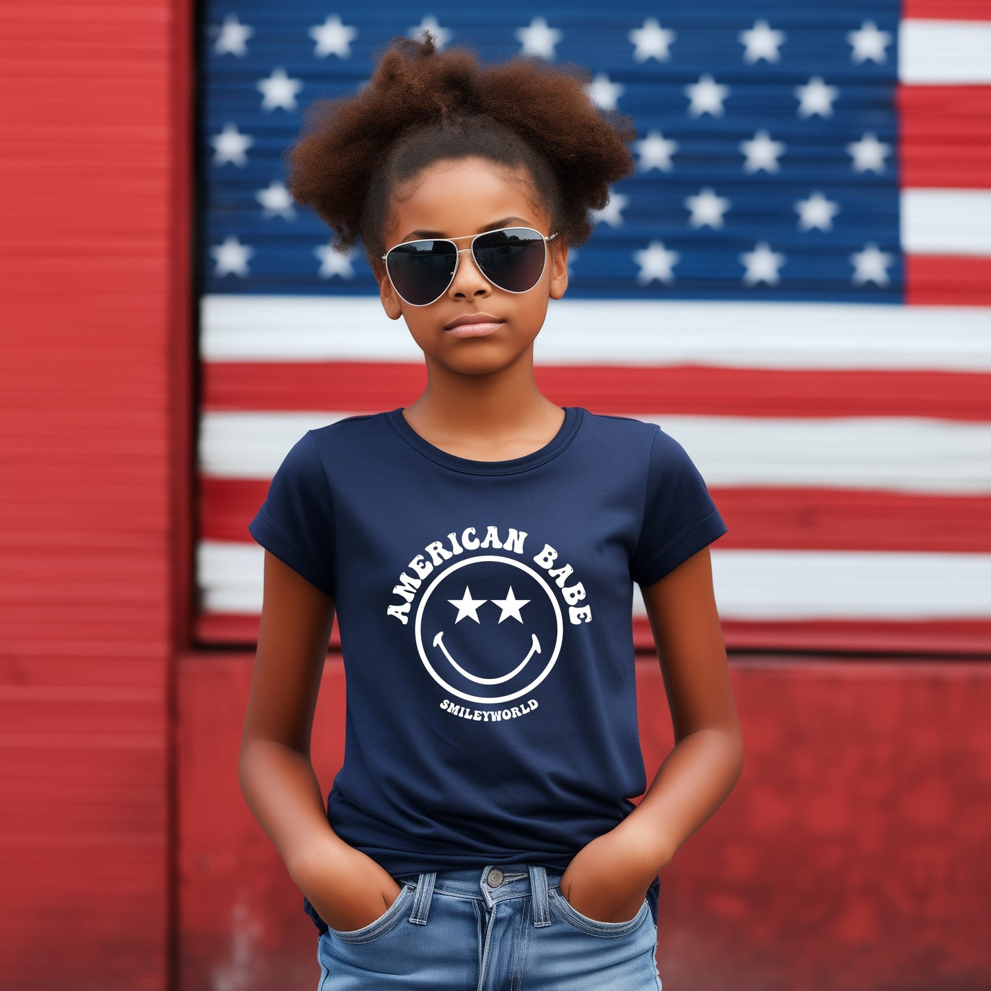 SmileyWorld American Babe - Youth Short Sleeve Graphic T-Shirt