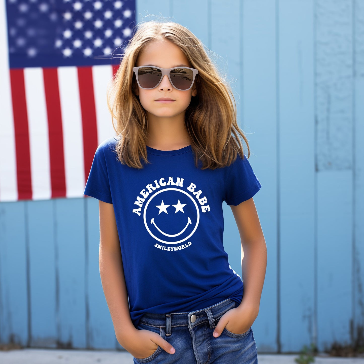 SmileyWorld American Babe - Youth Short Sleeve Graphic T-Shirt