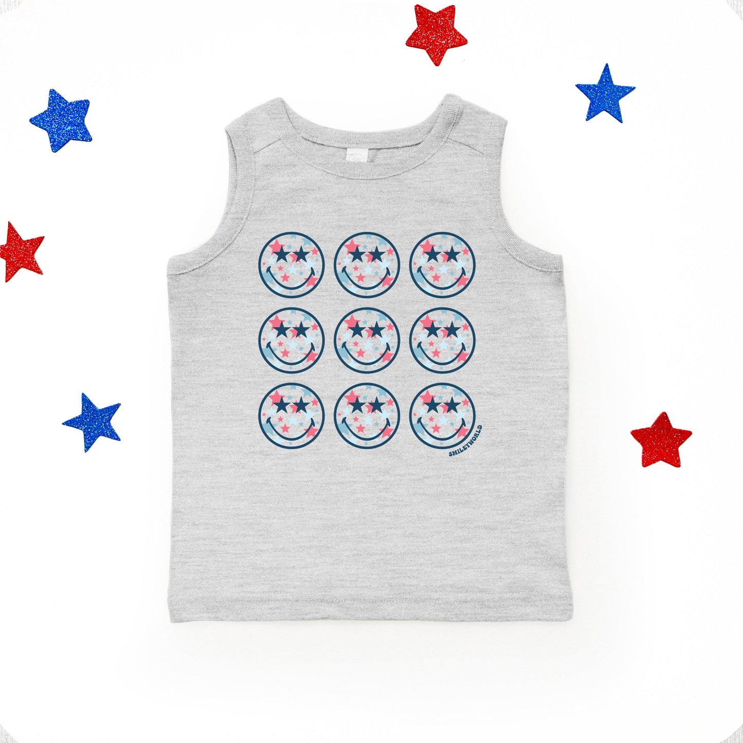 SmileyWorld Patriotic Stars Stacked - Toddler Graphic Tank