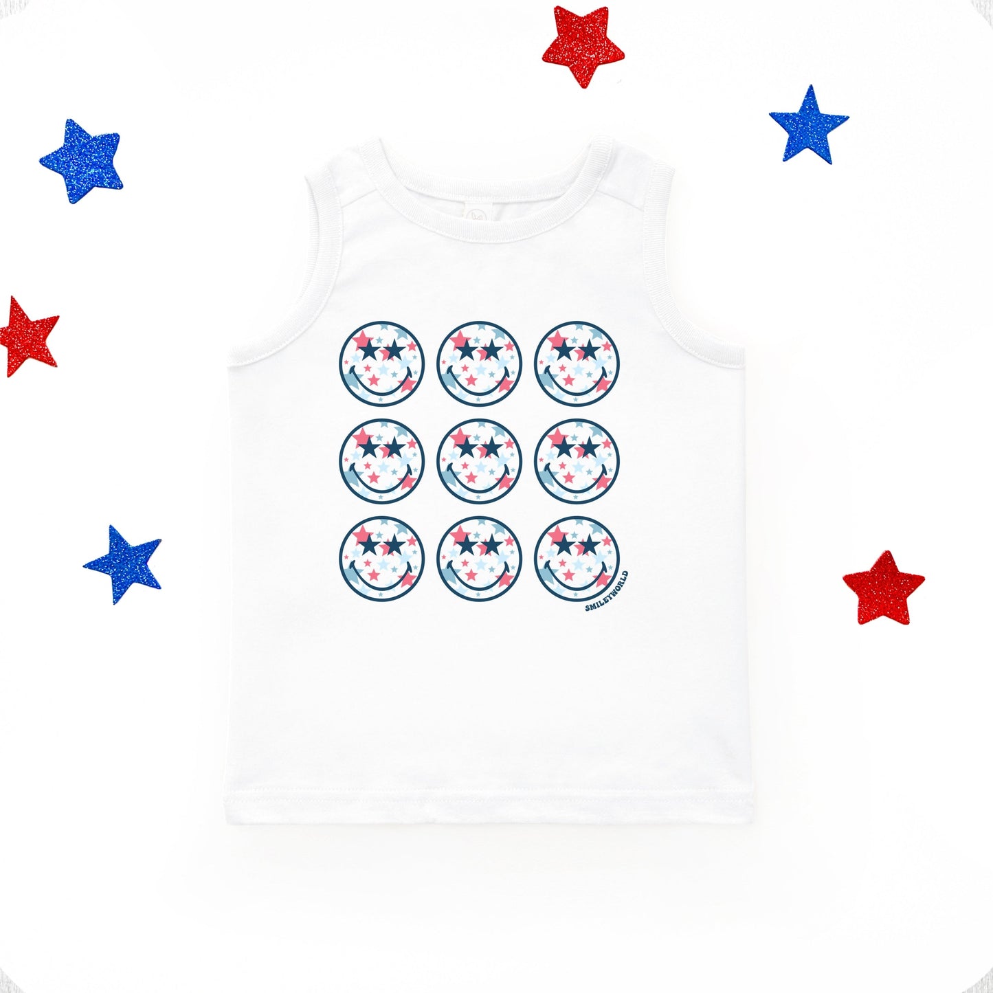 SmileyWorld Patriotic Stars Stacked - Toddler Graphic Tank