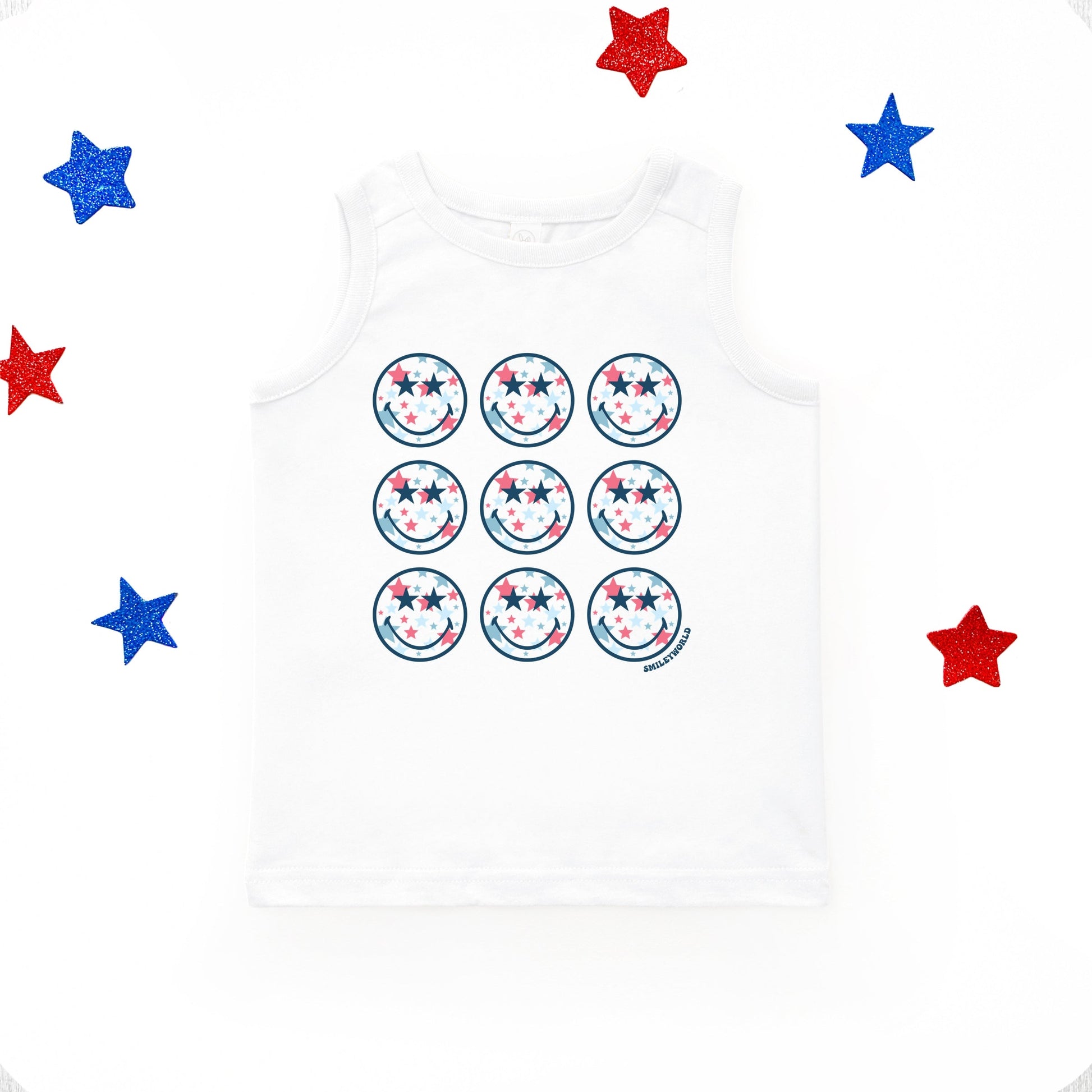 SmileyWorld Patriotic Stars Stacked - Toddler Graphic Tank