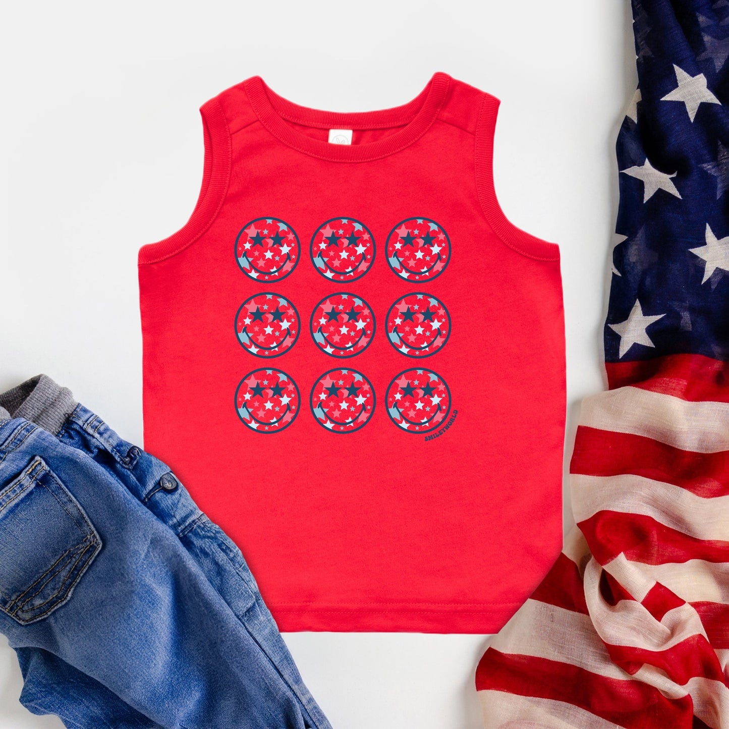 SmileyWorld Patriotic Stars Stacked - Toddler Graphic Tank